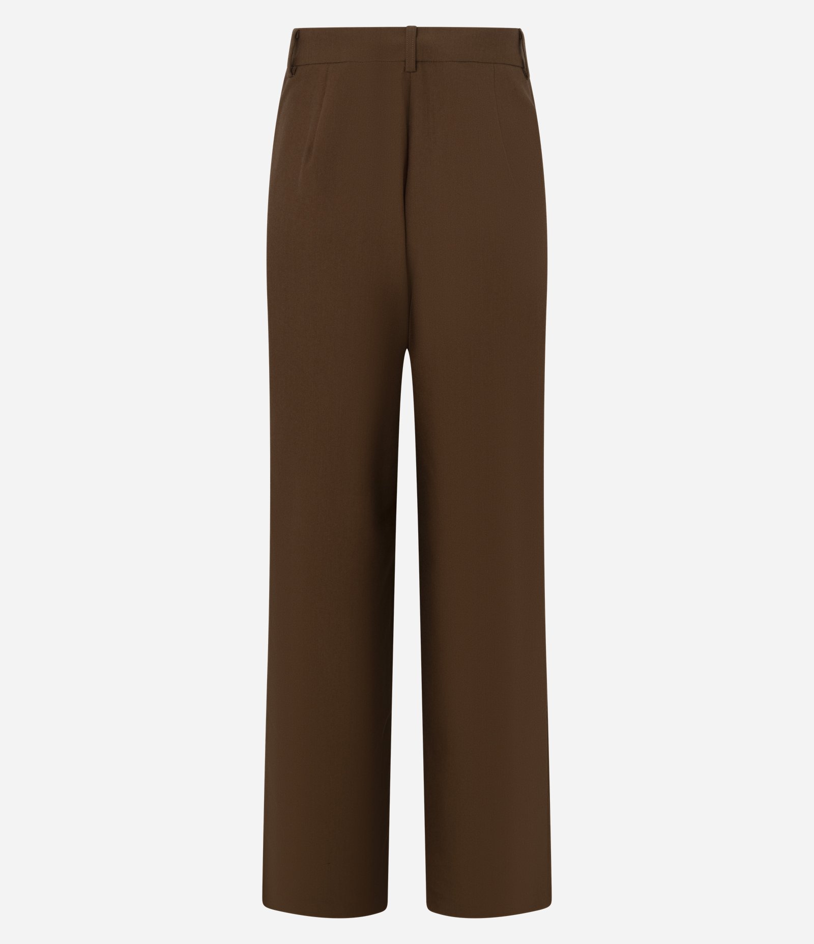 Calça Reta em Cupro com Passantes e Sobreposição Lateral Marrom 6