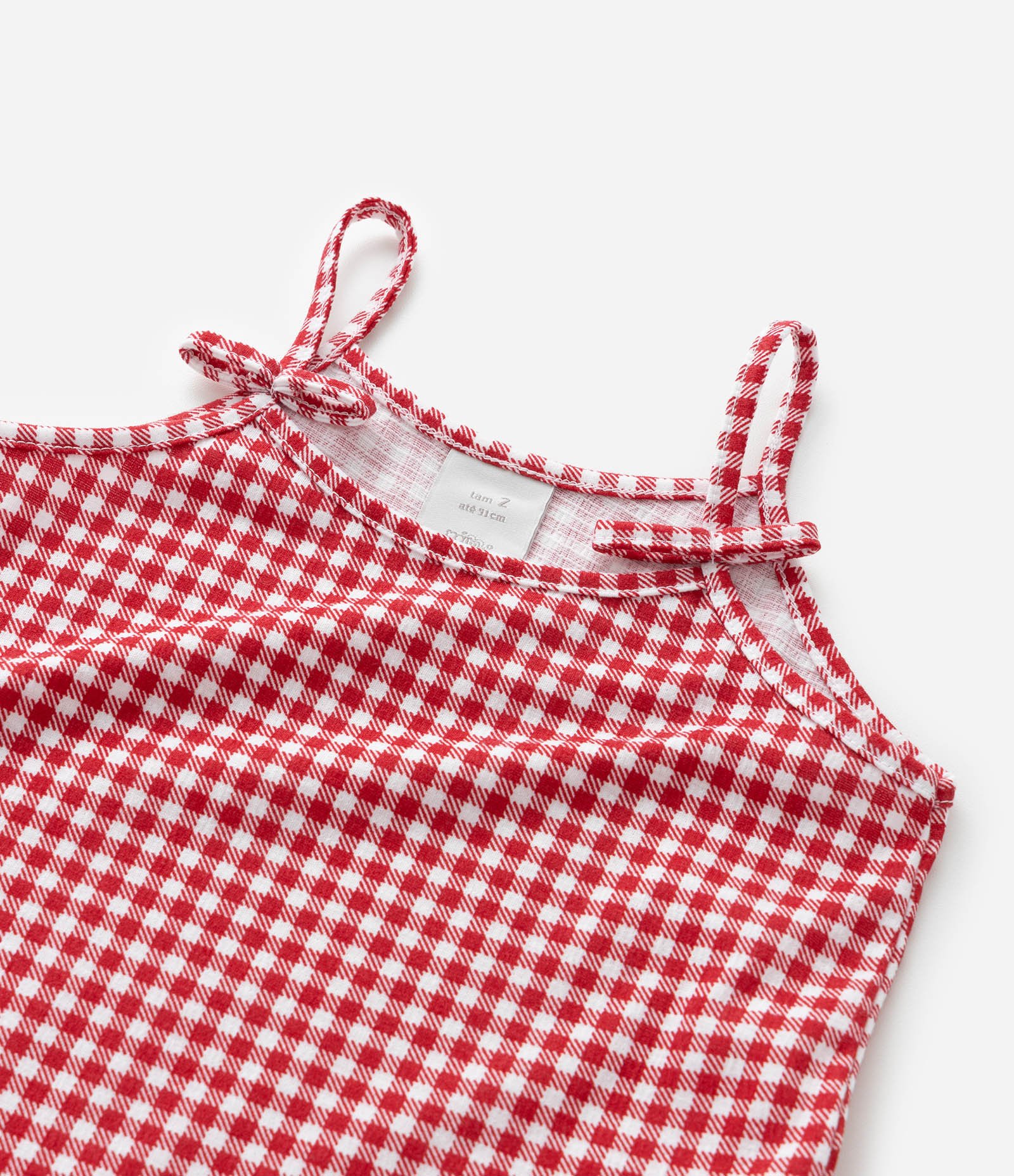 Vestido Infantil com Sobreposição e Estampa Xadrez - Tam 1 a 6 Anos Vermelho/Branco 10