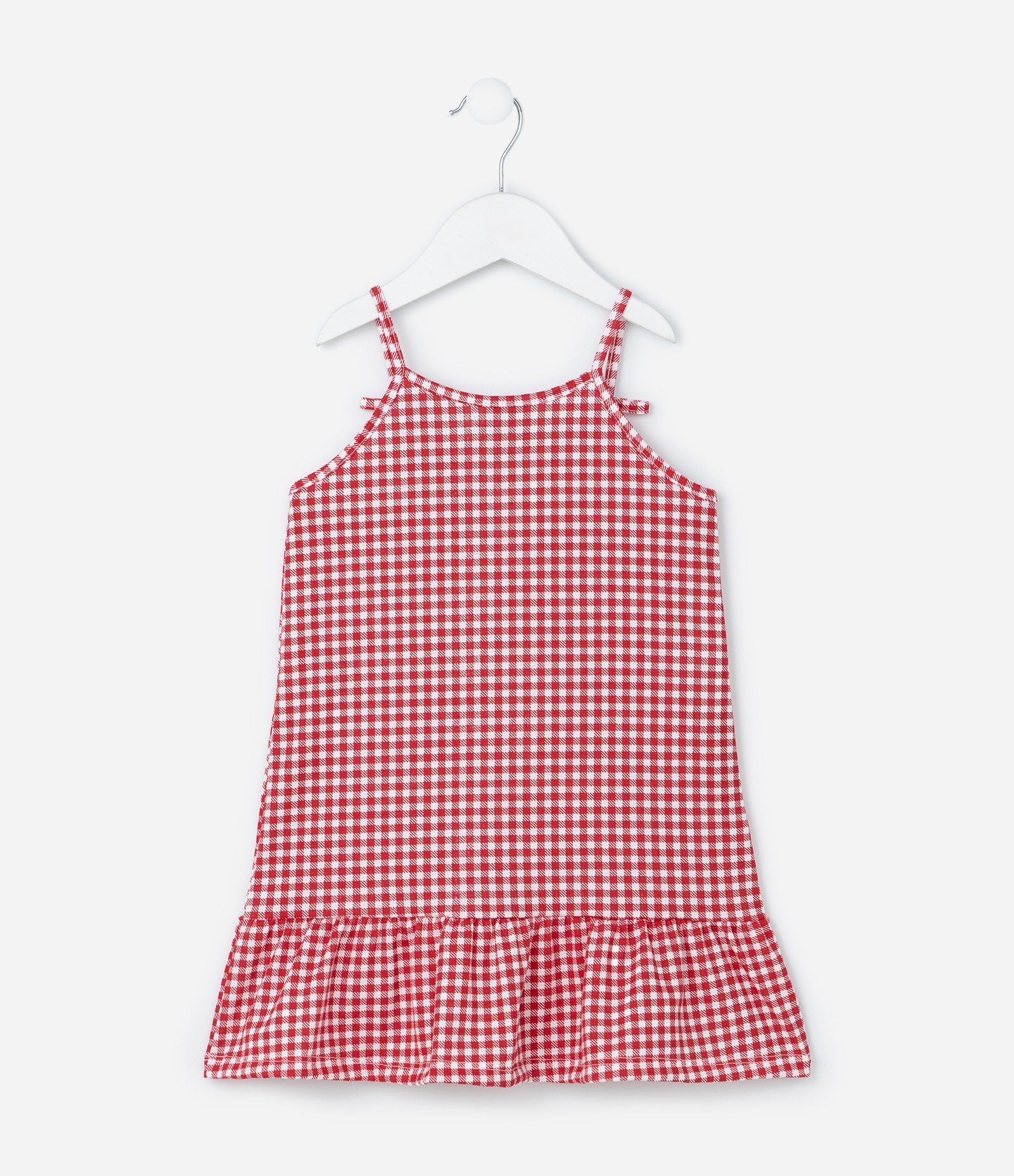 Vestido Infantil com Sobreposição e Estampa Xadrez - Tam 1 a 6 Anos Vermelho/Branco 5