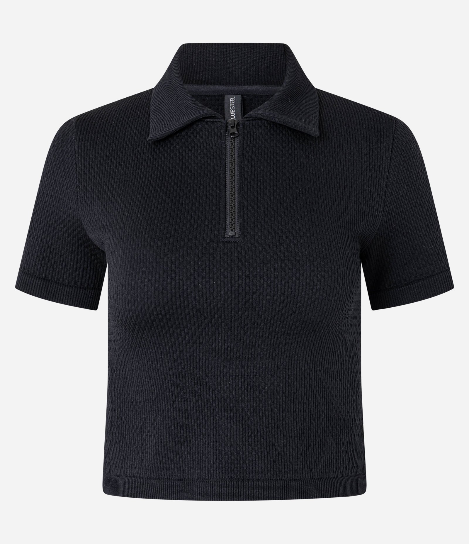 Blusa Polo com Zíper em Seamless Texturizada Preto 5