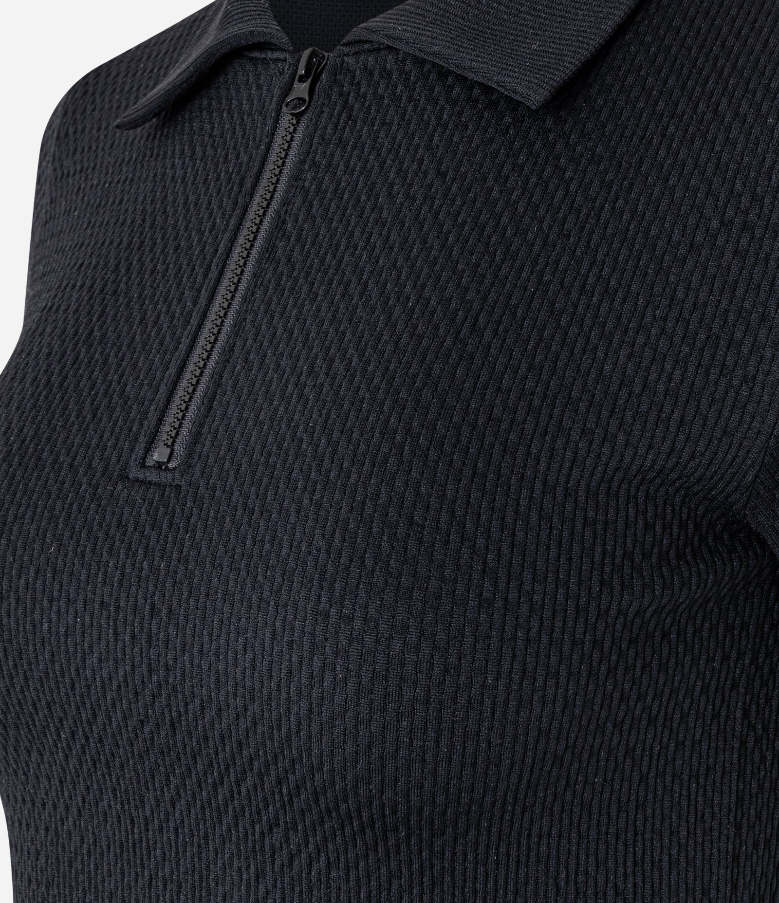 Blusa Polo com Zíper em Seamless Texturizada Preto 6