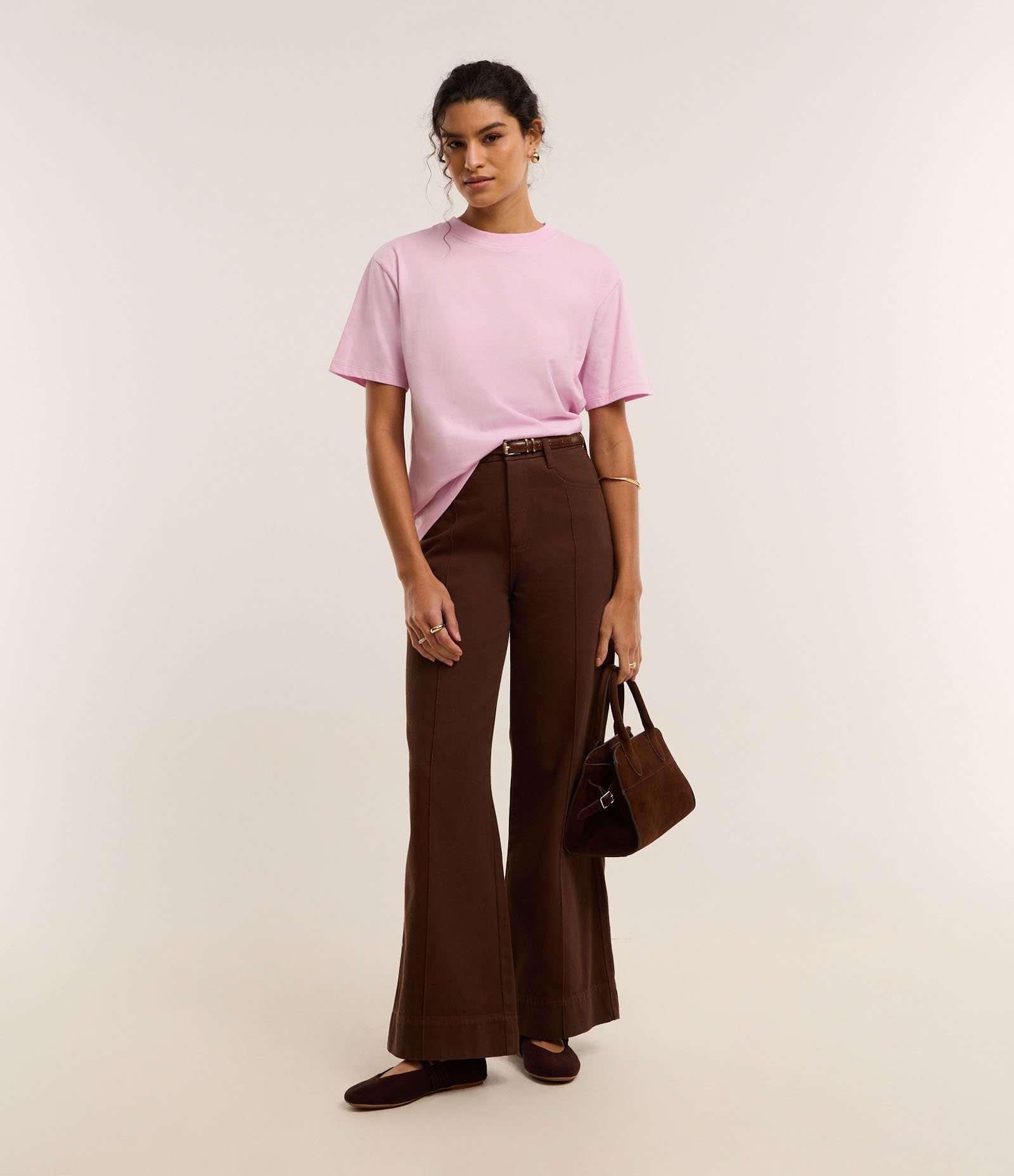 Camiseta em Algodão com Gola Redonda Rosa 2