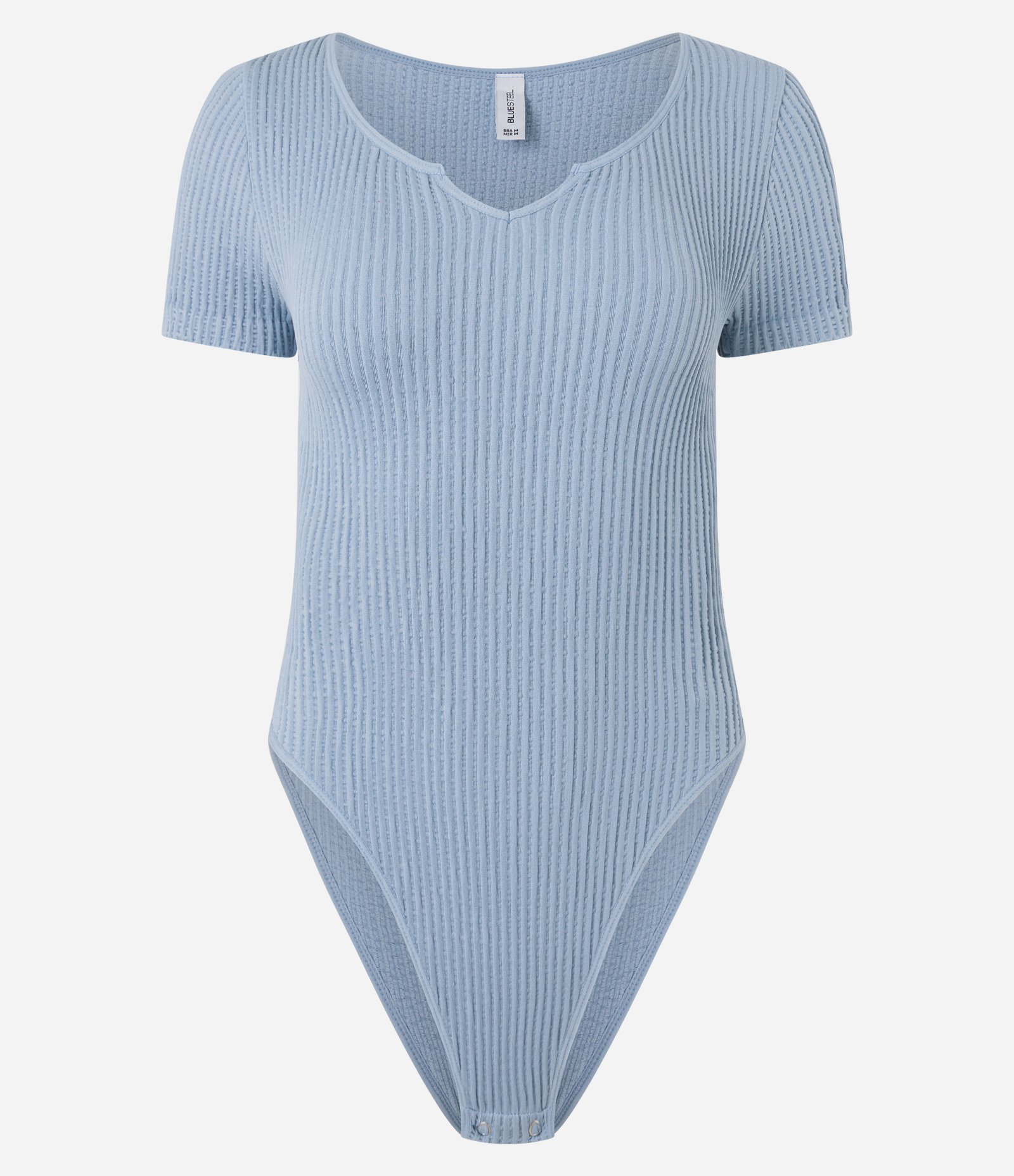 Body Seamless com Textura Canelada Azul 4