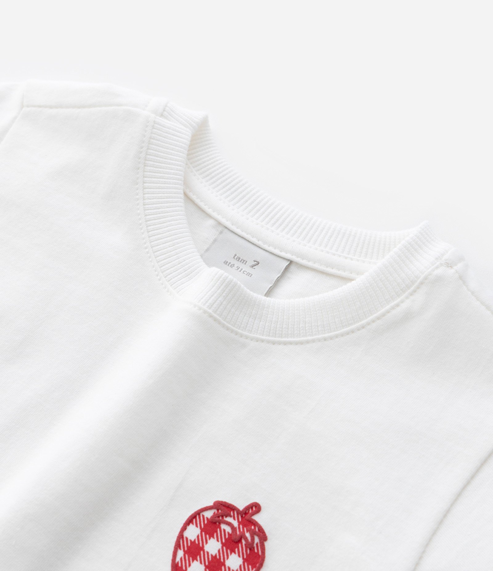 Conjunto Infantil com Babado e Estampa Xadrez - Tam 1 a 6 Anos Branco/Vermelho 7