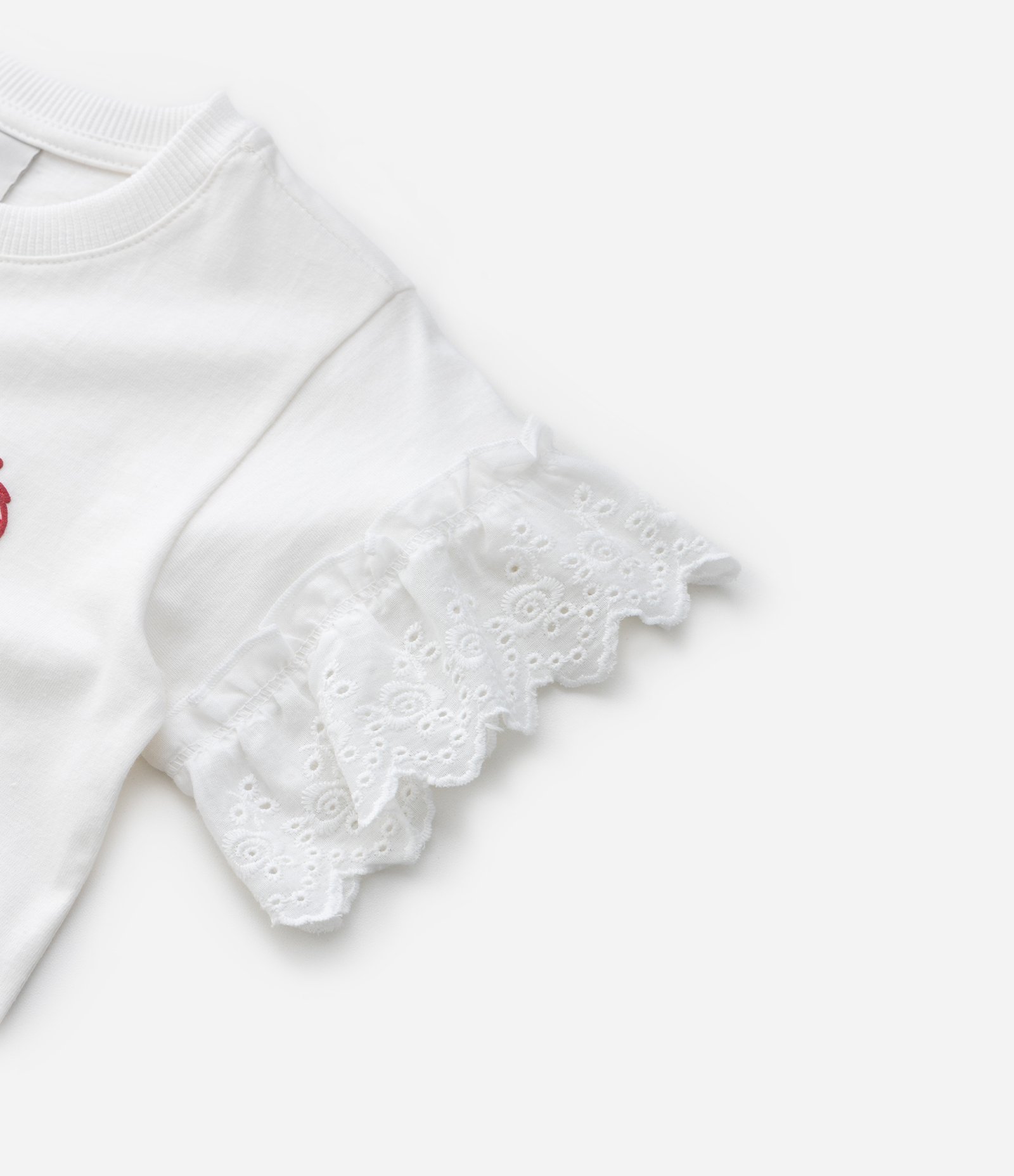 Conjunto Infantil com Babado e Estampa Xadrez - Tam 1 a 6 Anos Branco/Vermelho 8