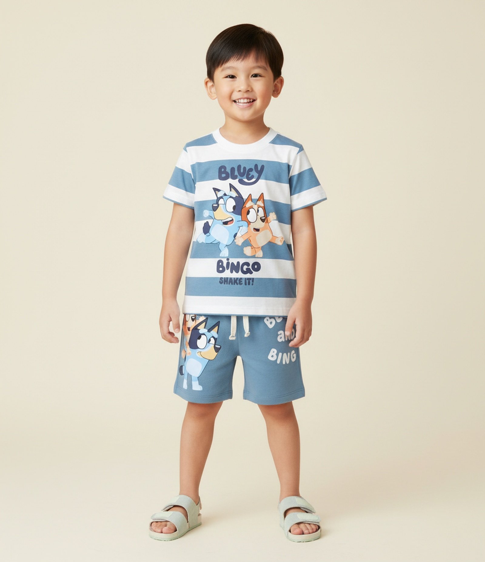 Camiseta Infantil com Estampa Bluey e Bingo - Tam 2 a 6 Anos Azul/Branco 1