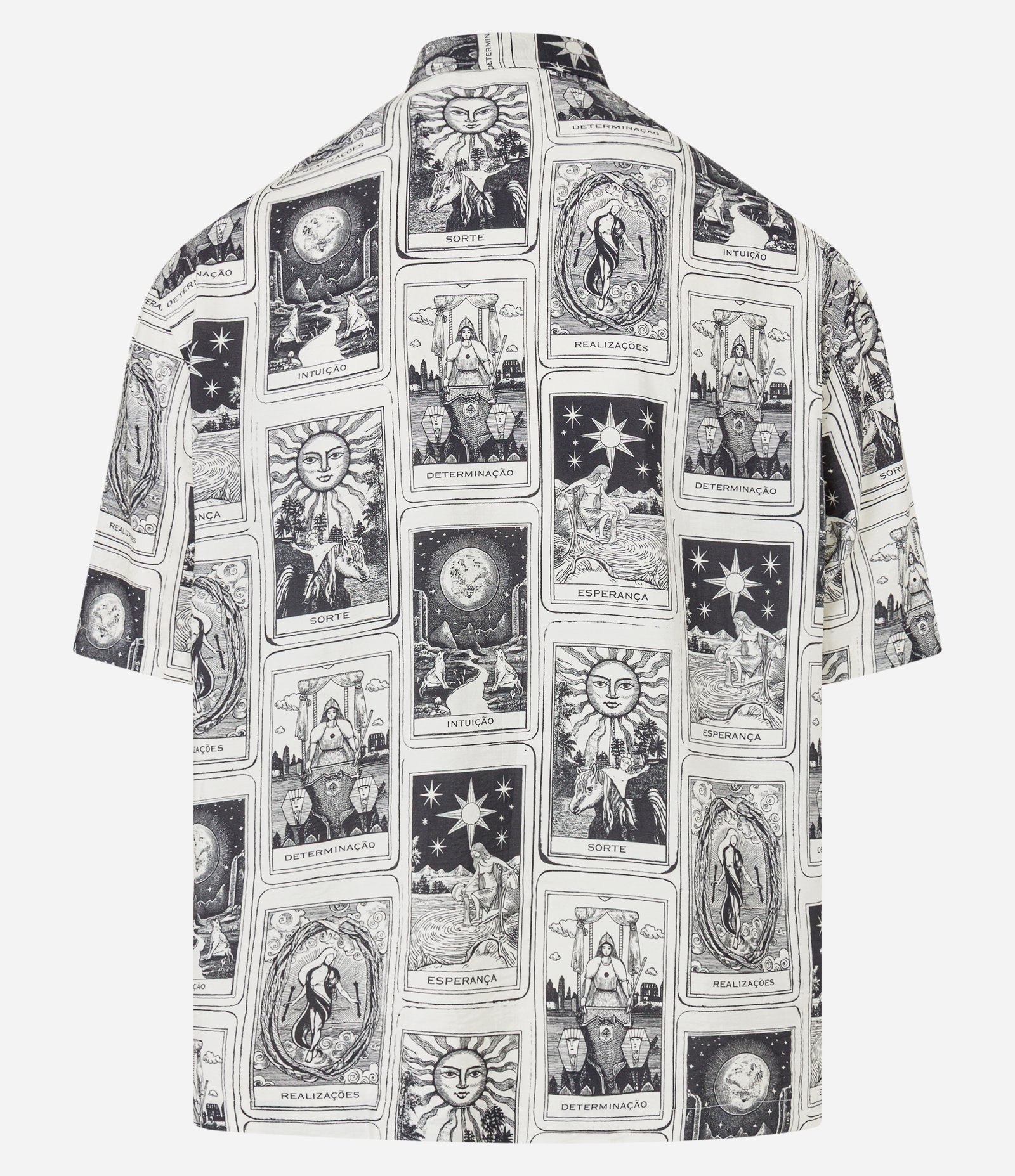 Camisa Relaxed em Viscose com Estampa de Tarot Texturizada Off White 8