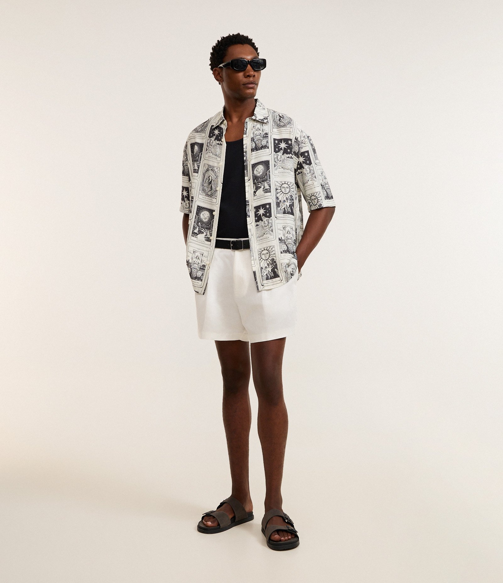 Camisa Relaxed em Viscose com Estampa de Tarot Texturizada Off White 2