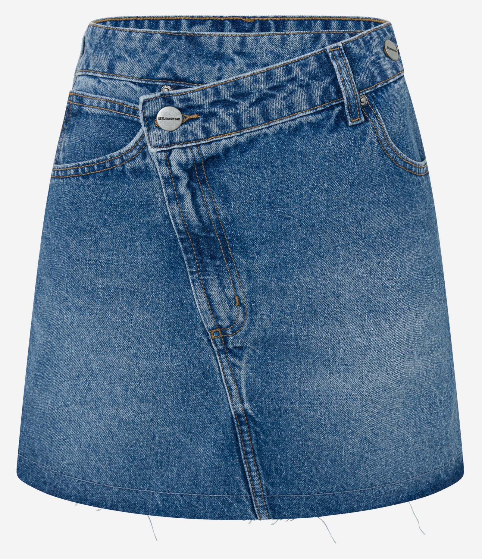 Mini Saia Jeans com Fechamento Deslocado Azul 5