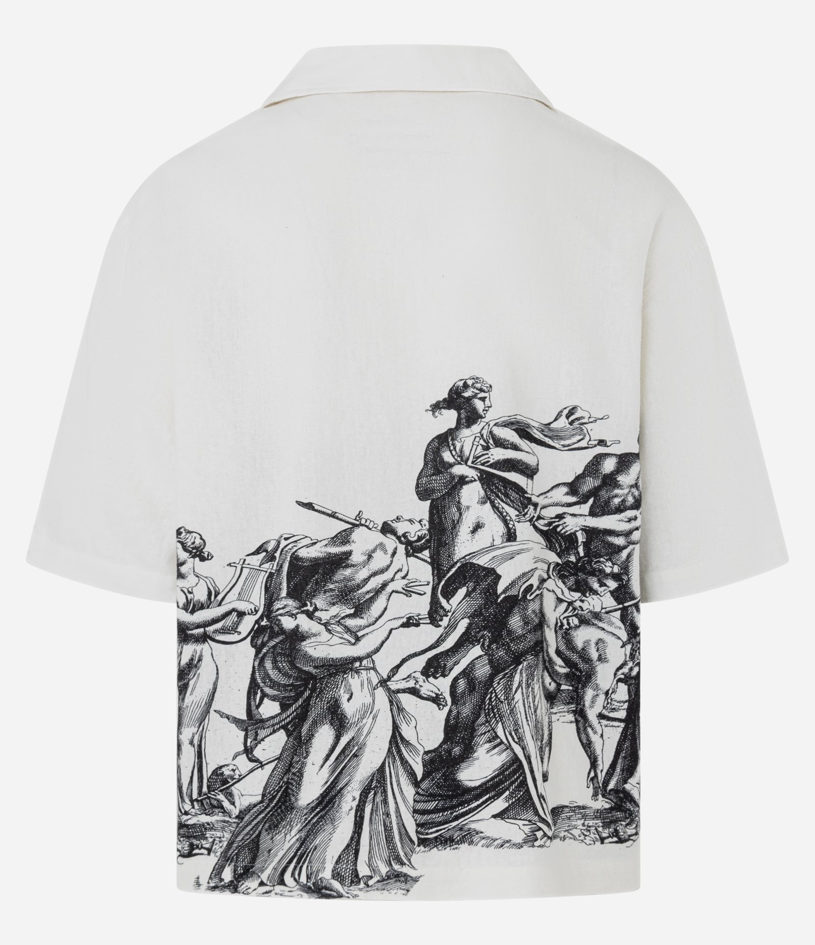 Camisa Boxy em Viscolinho com Estampa Romana Branco 10