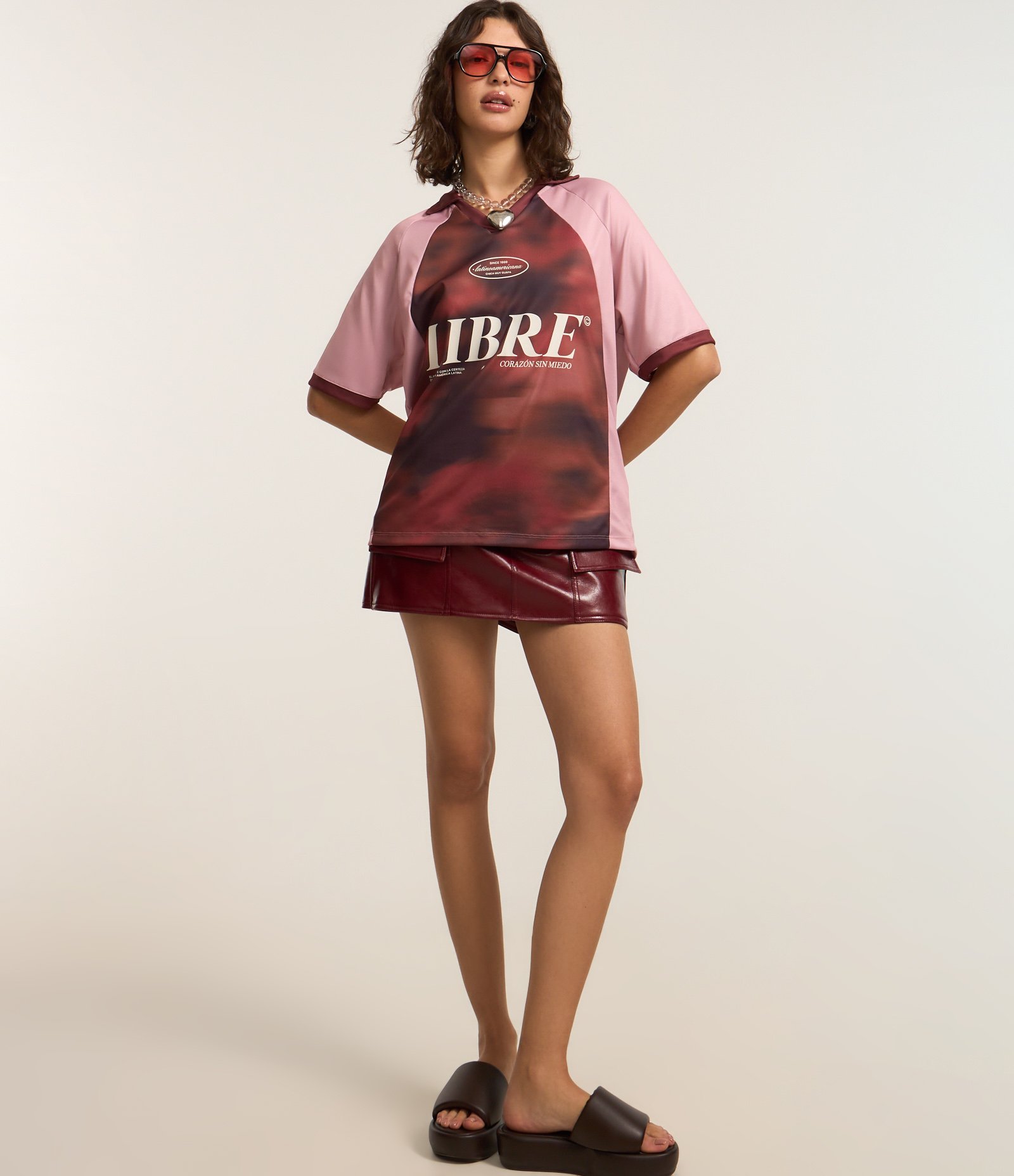 Camiseta em Microfibra Esportiva com Lettering Libre Rosa 2