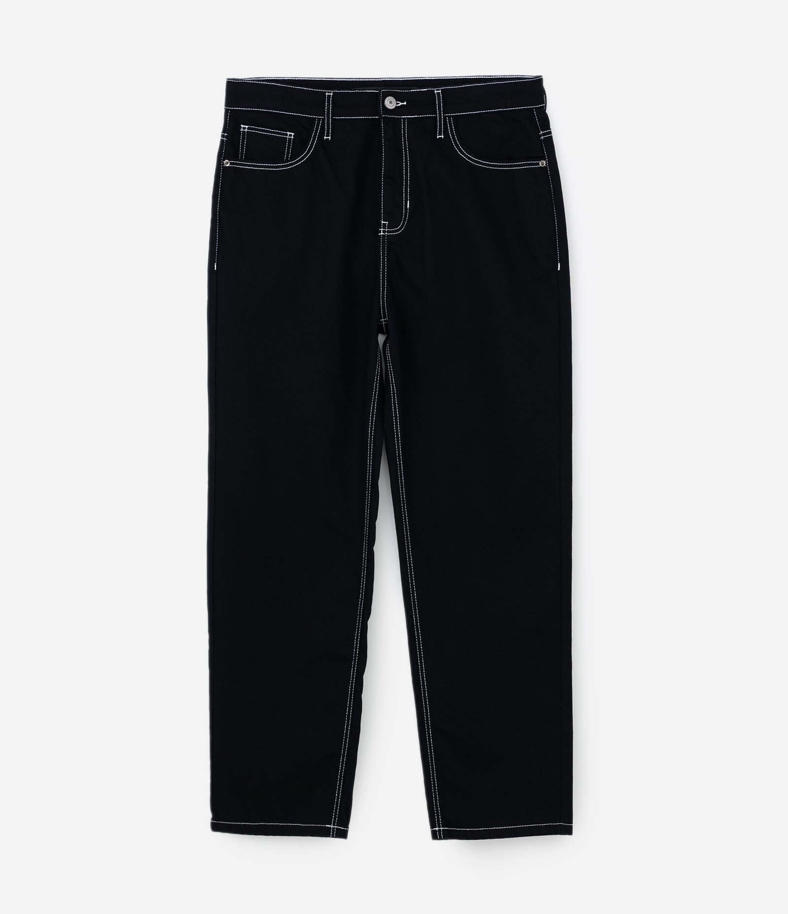 Calça Baggy em Sarja com Bolsos Preto 5