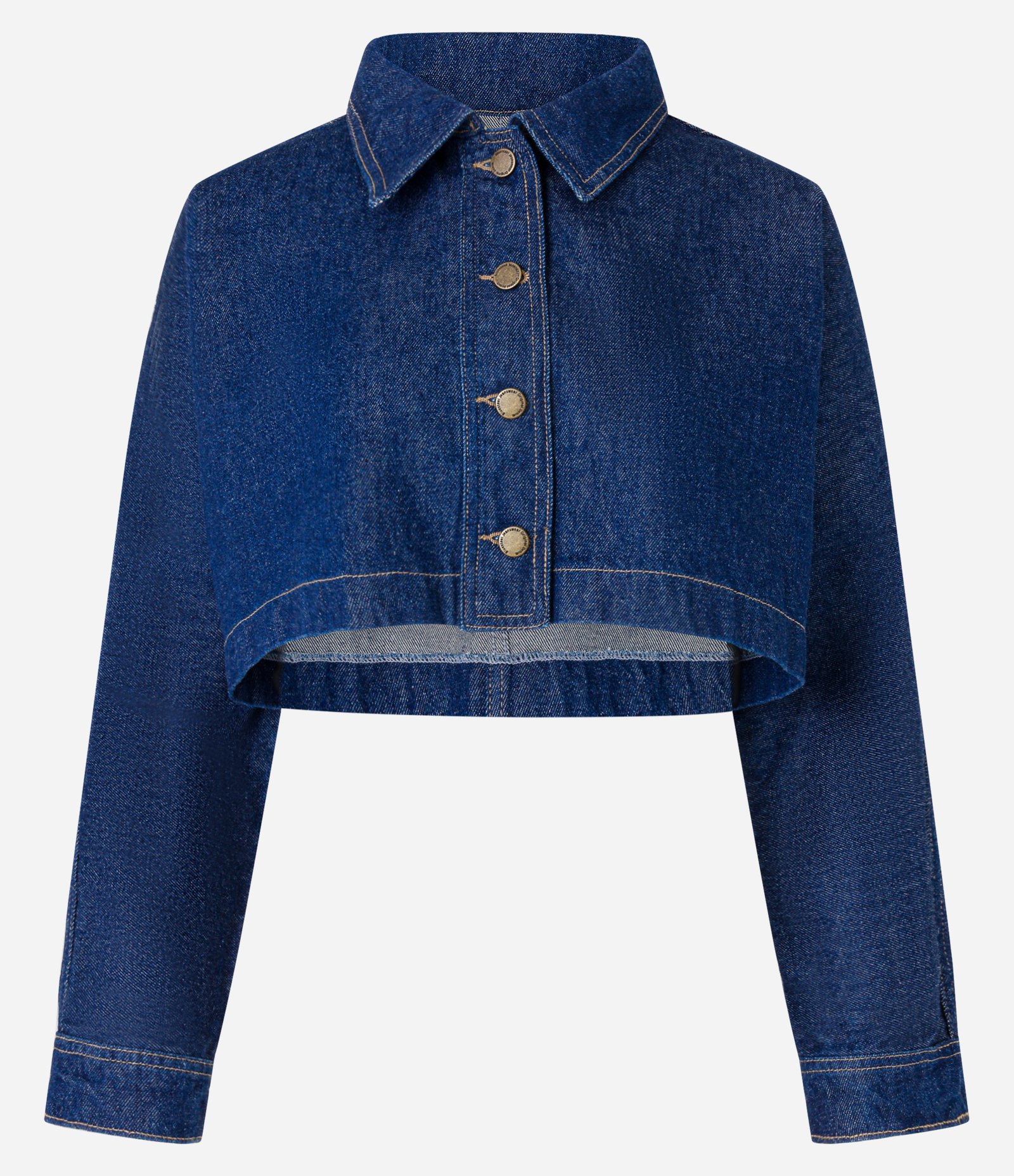 Camisa Cropped em Jeans com Botões Frontais Azul 4