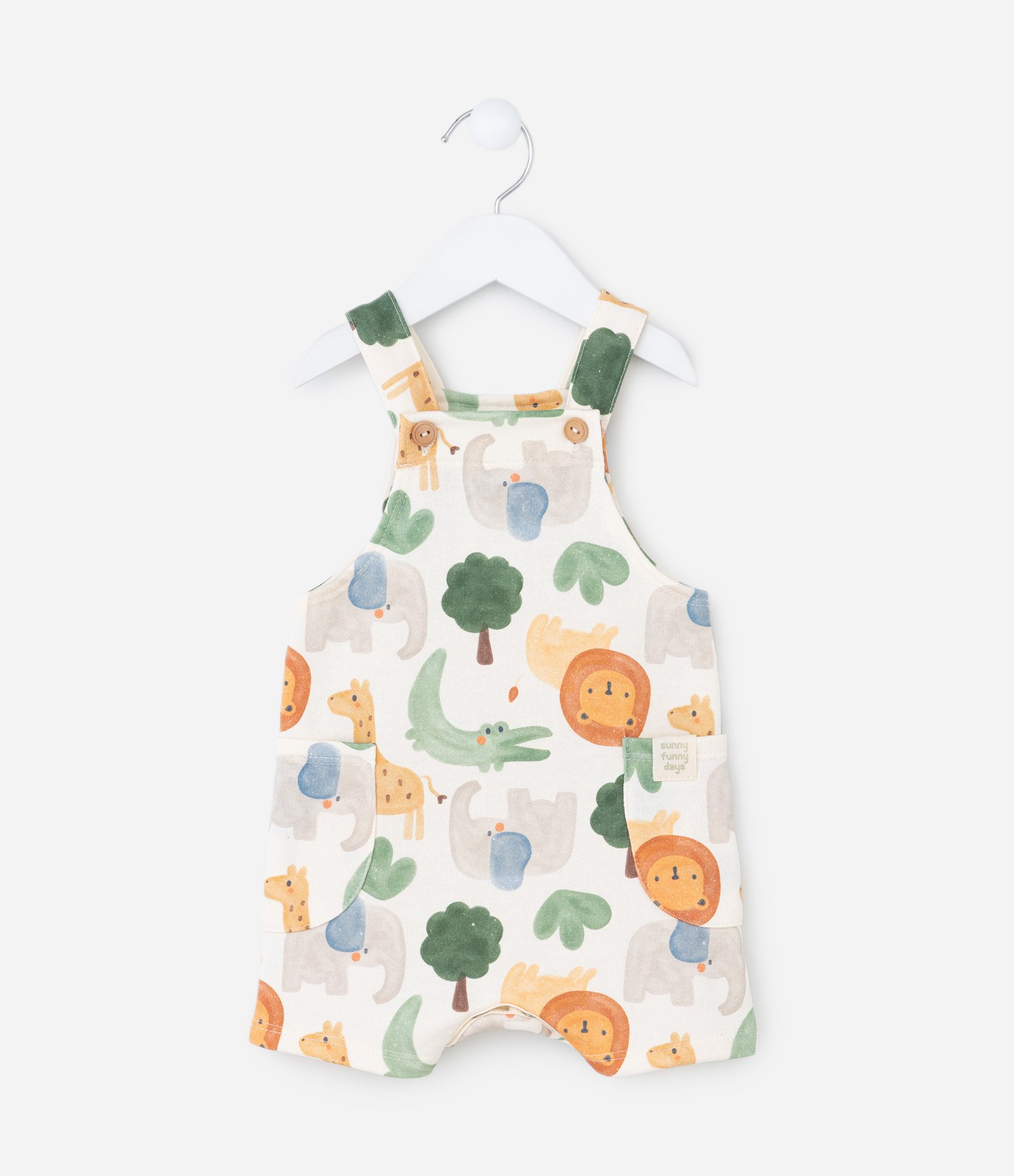 Jardineira Infantil com Estampa Bichinhos - Tam 0 a 18 meses Bege 2