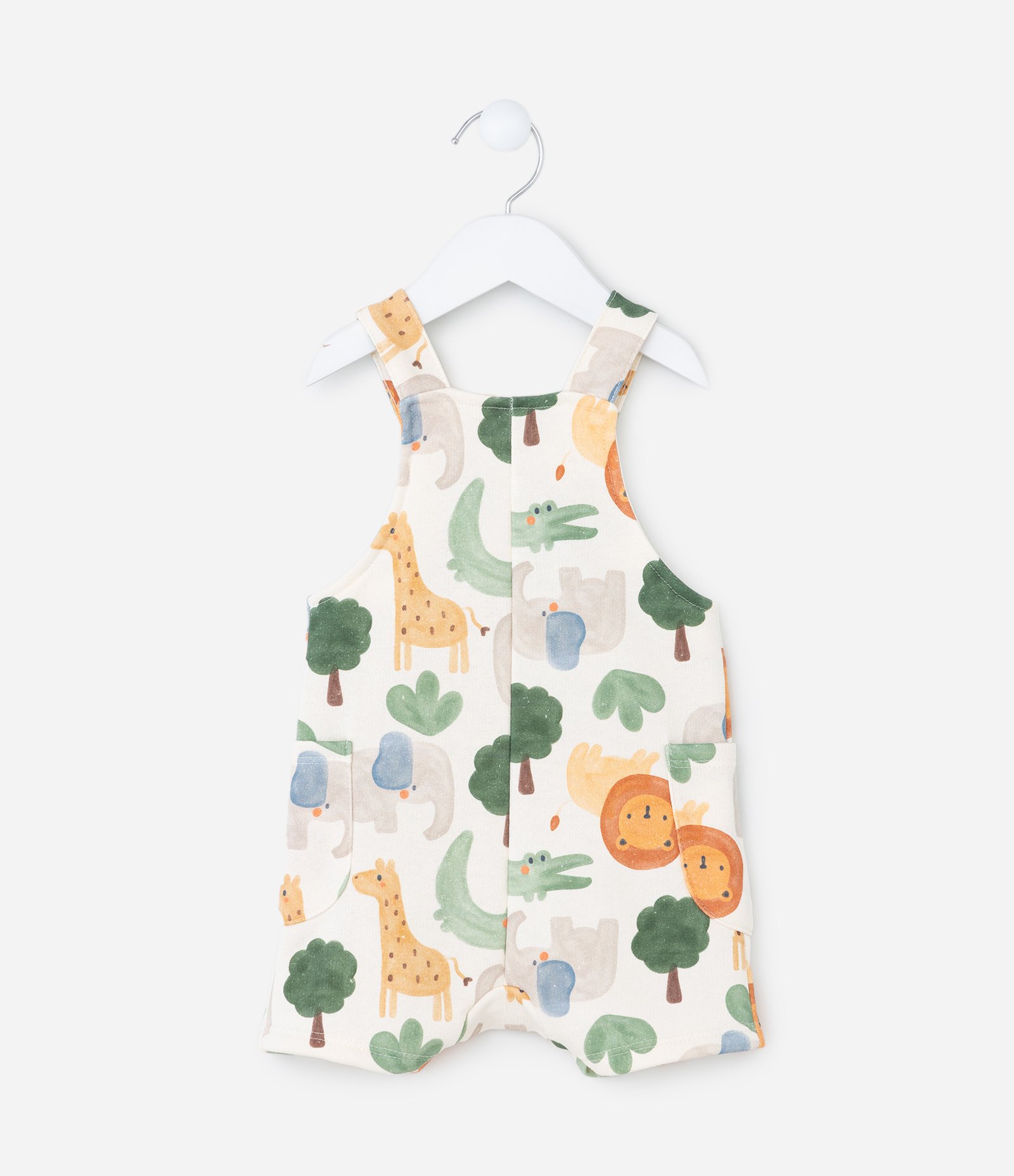 Jardineira Infantil com Estampa Bichinhos - Tam 0 a 18 meses Bege 3