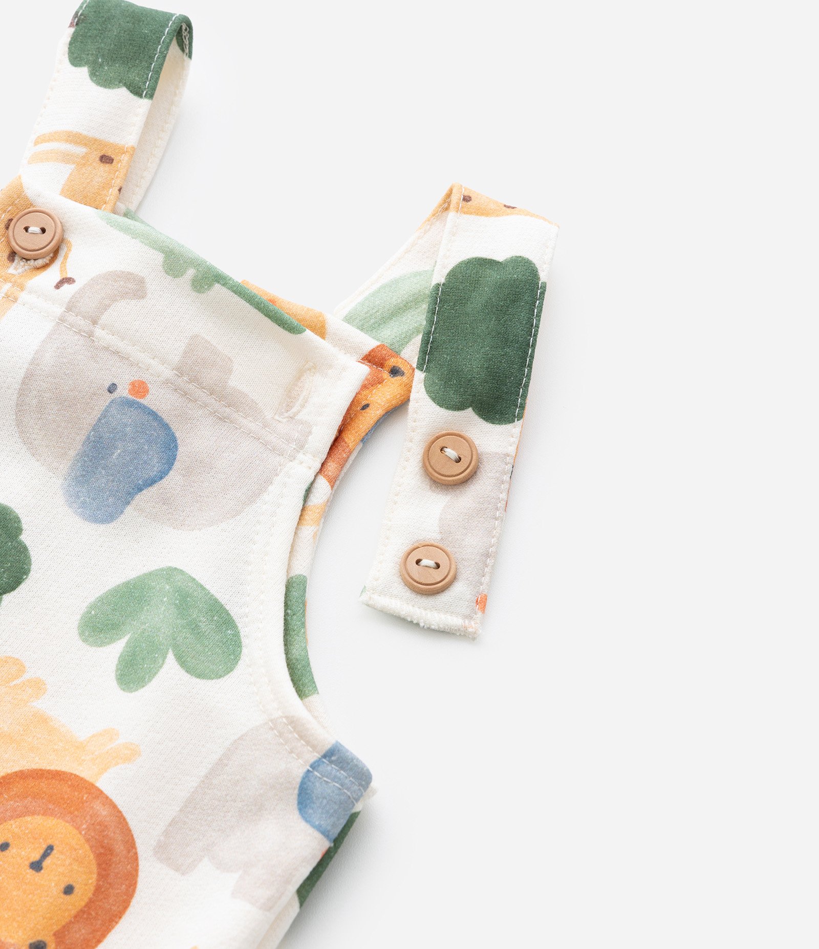 Jardineira Infantil com Estampa Bichinhos - Tam 0 a 18 meses Bege 6