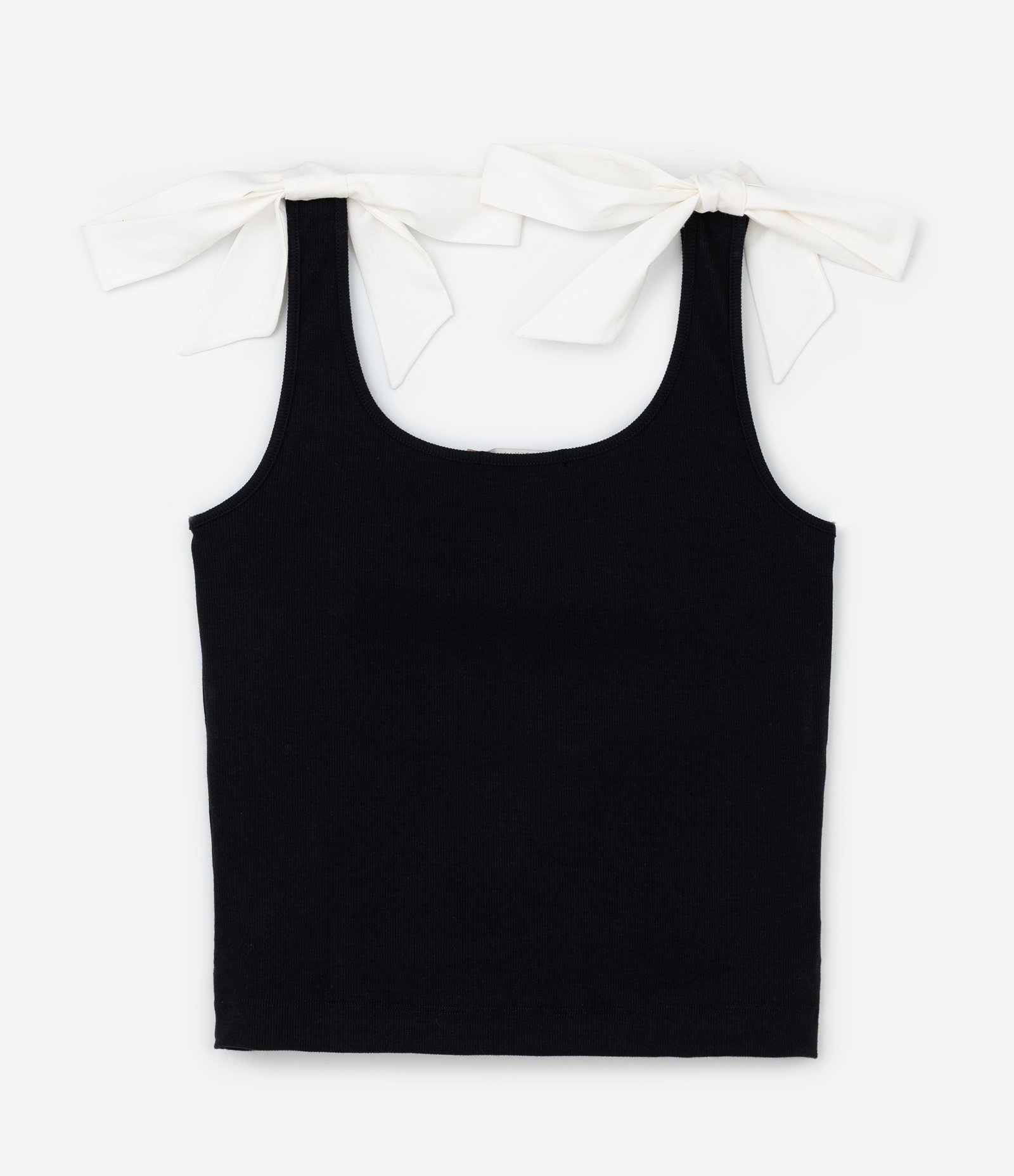 Blusa Regata em Ribana com Lacinhos Curve & Plus Size Preto 5