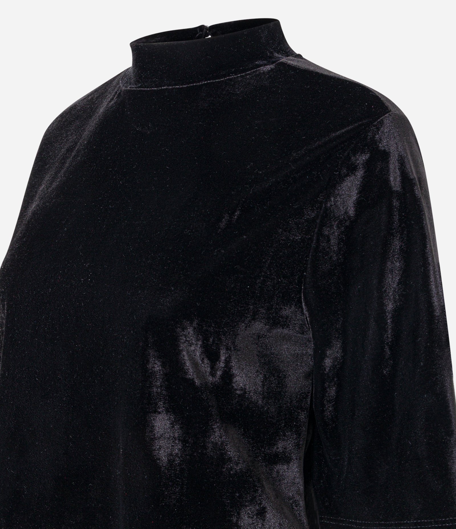 Blusa Boxy em Veludo com Gola Alta Preto 7