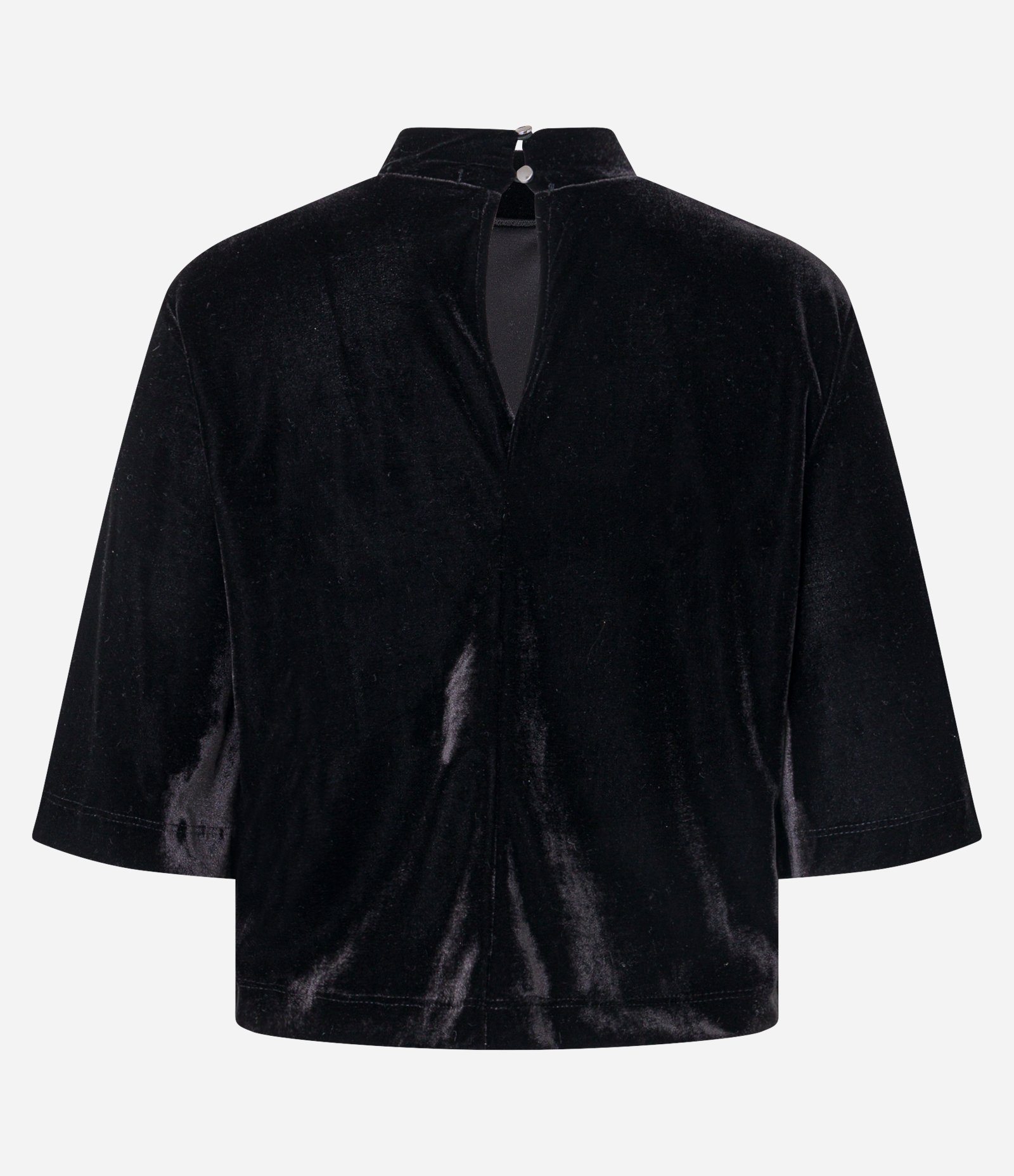 Blusa Boxy em Veludo com Gola Alta Preto 8