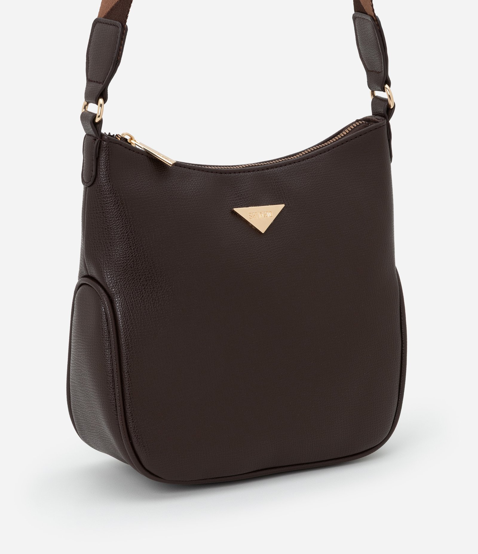 Bolsa Postman Pequena com Alça de Gorgorão Estampada Marrom 1