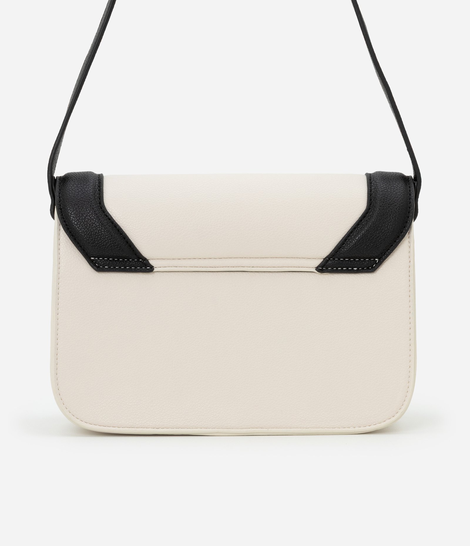 Bolsa Shoulder Média com Tampa e Contraste de Cores Off White/Marrom/Bege 4