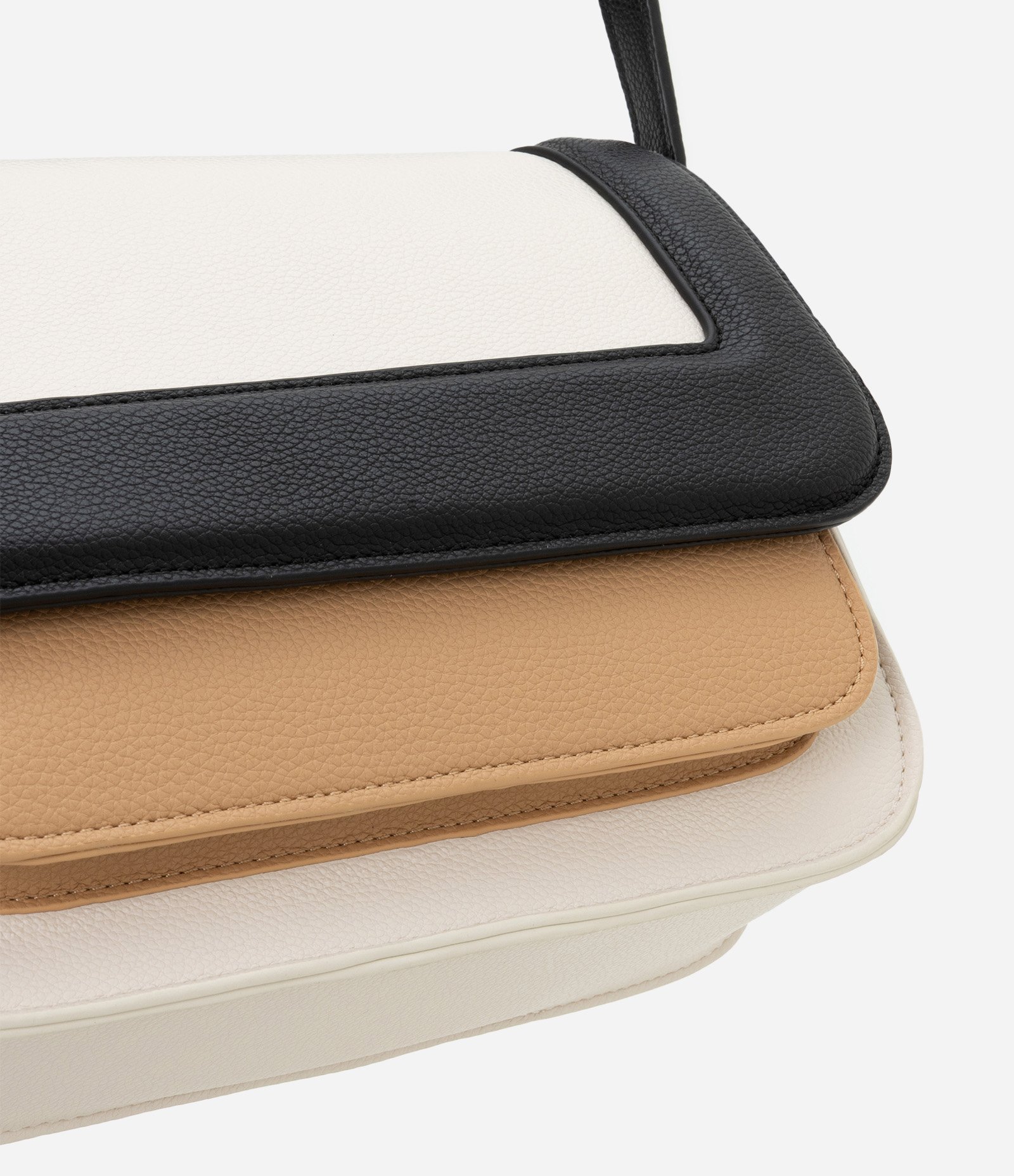 Bolsa Shoulder Média com Tampa e Contraste de Cores Off White/Marrom/Bege 5