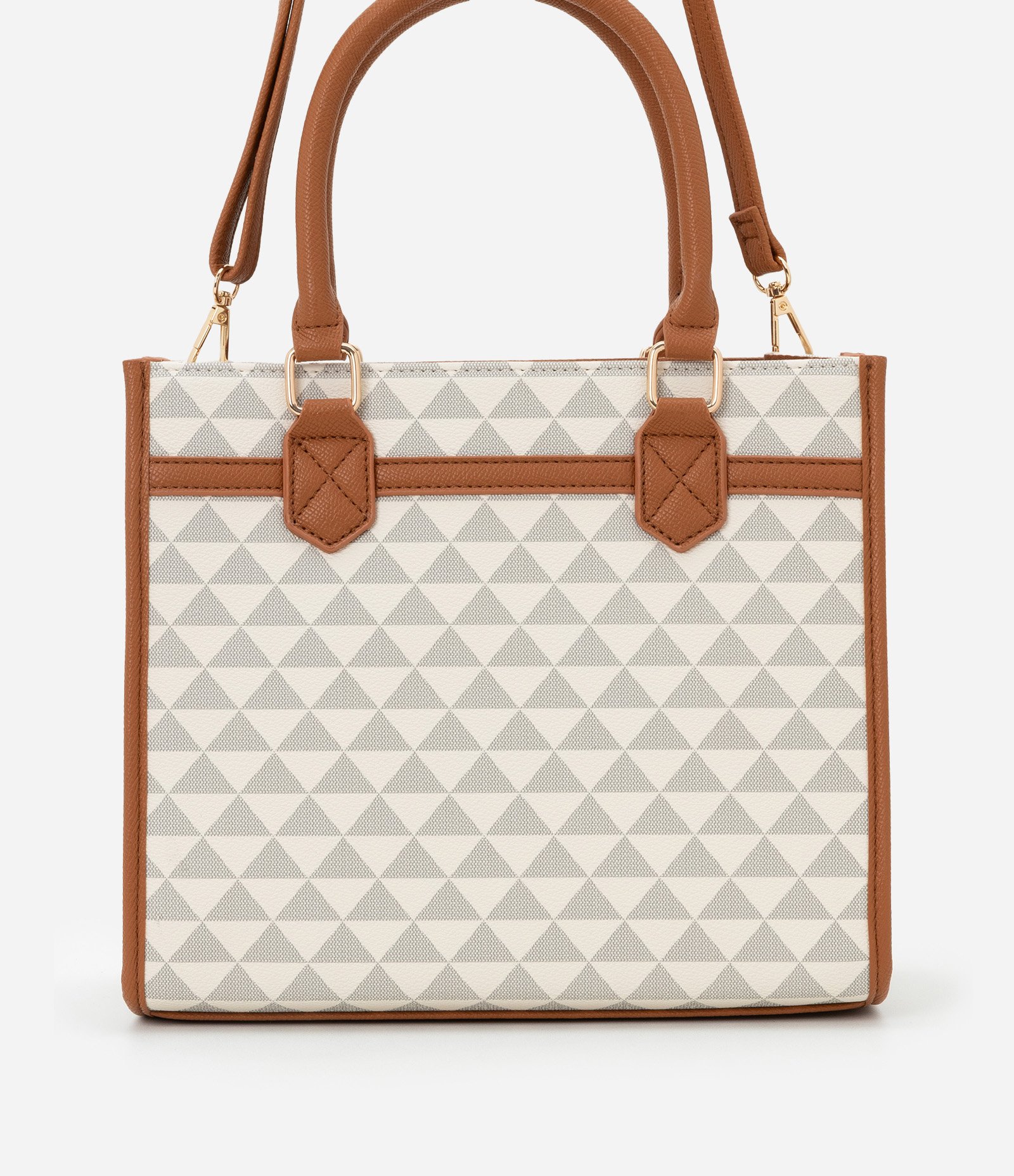 Bolsa Satchel Média com Tássel e Estampa Triangular Off White 4