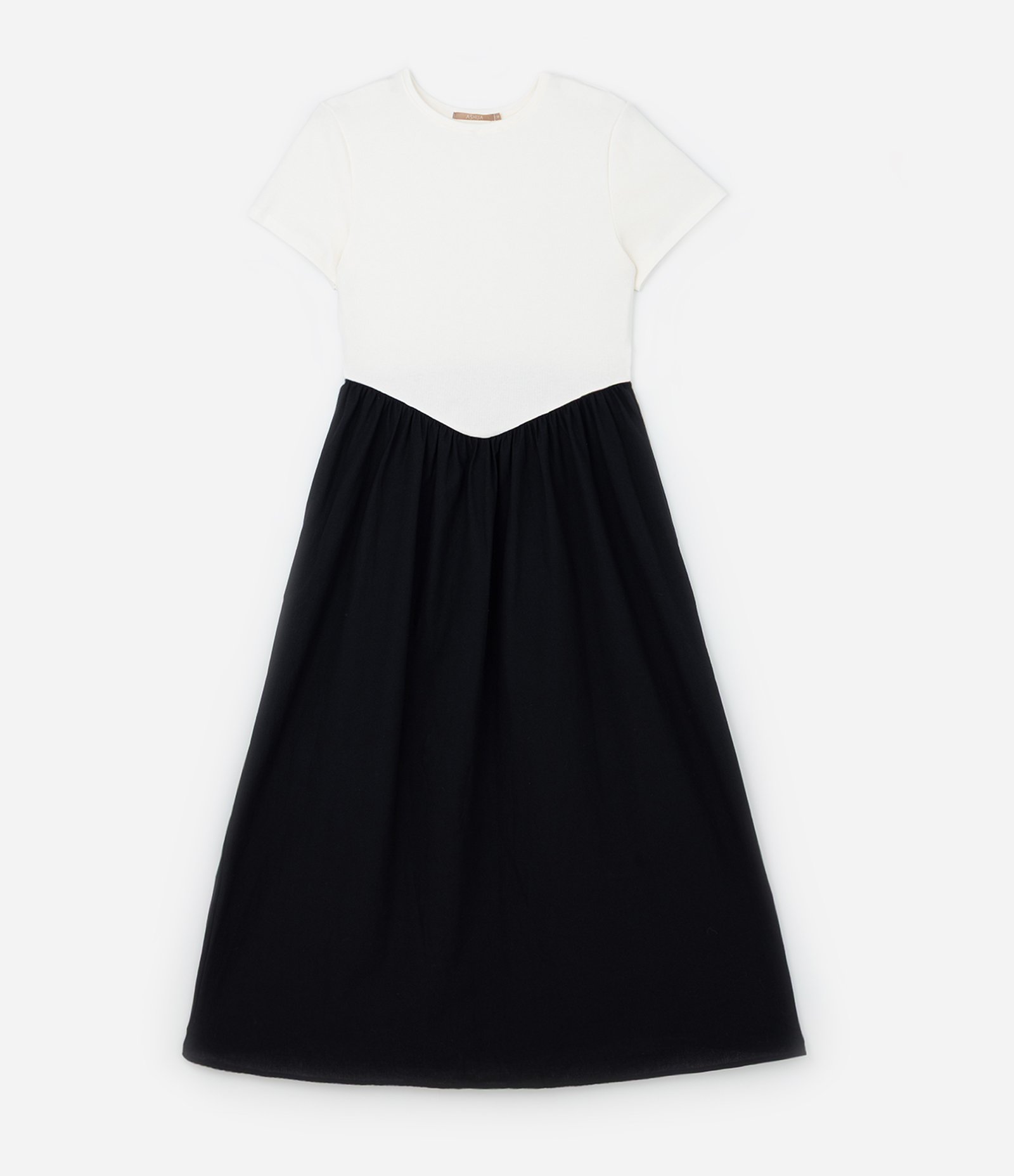 Vestido Midi em Ribana Bicolor Curve & Plus Size Preto/Branco 6