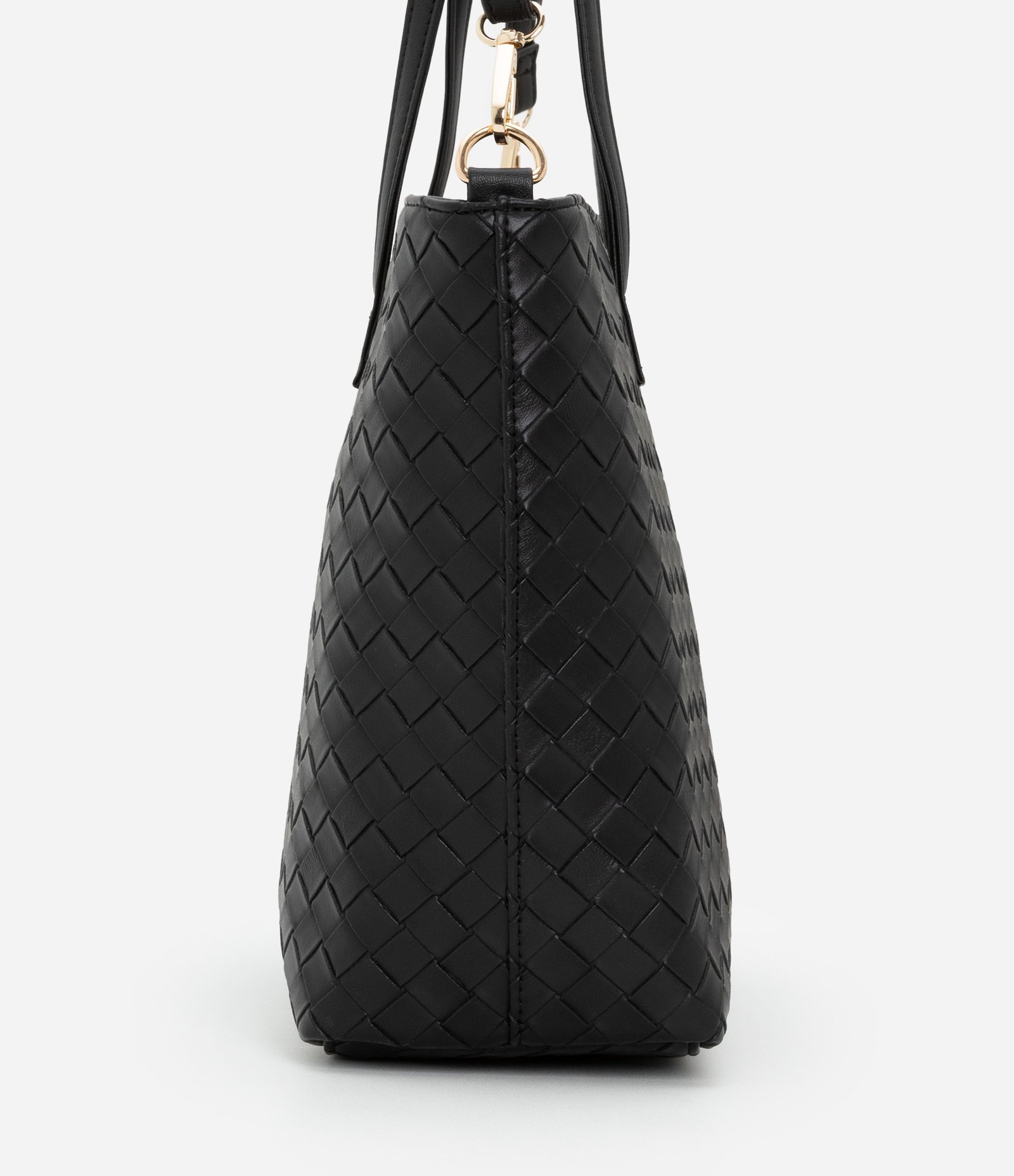 Bolsa Shopper Grande com Efeito Tressê Preto 3