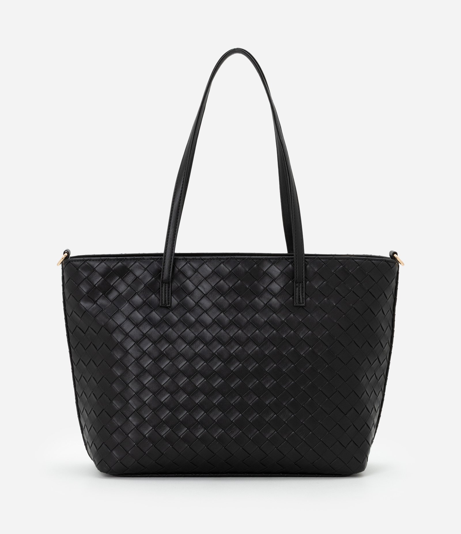 Bolsa Shopper Grande com Efeito Tressê Preto 4