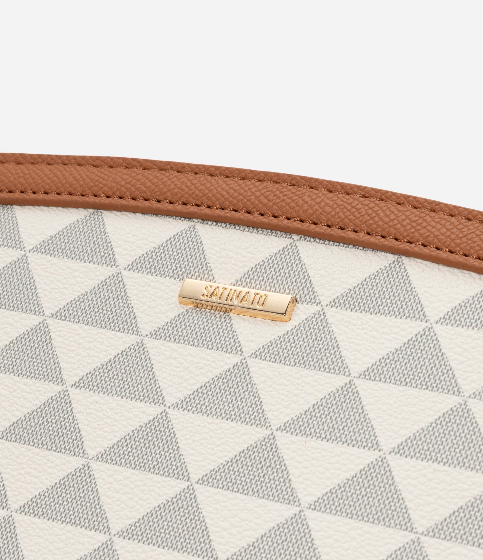 Bolsa Transversal Pequena com Viés Contrastantes com Estampa Triângulo Off White 5