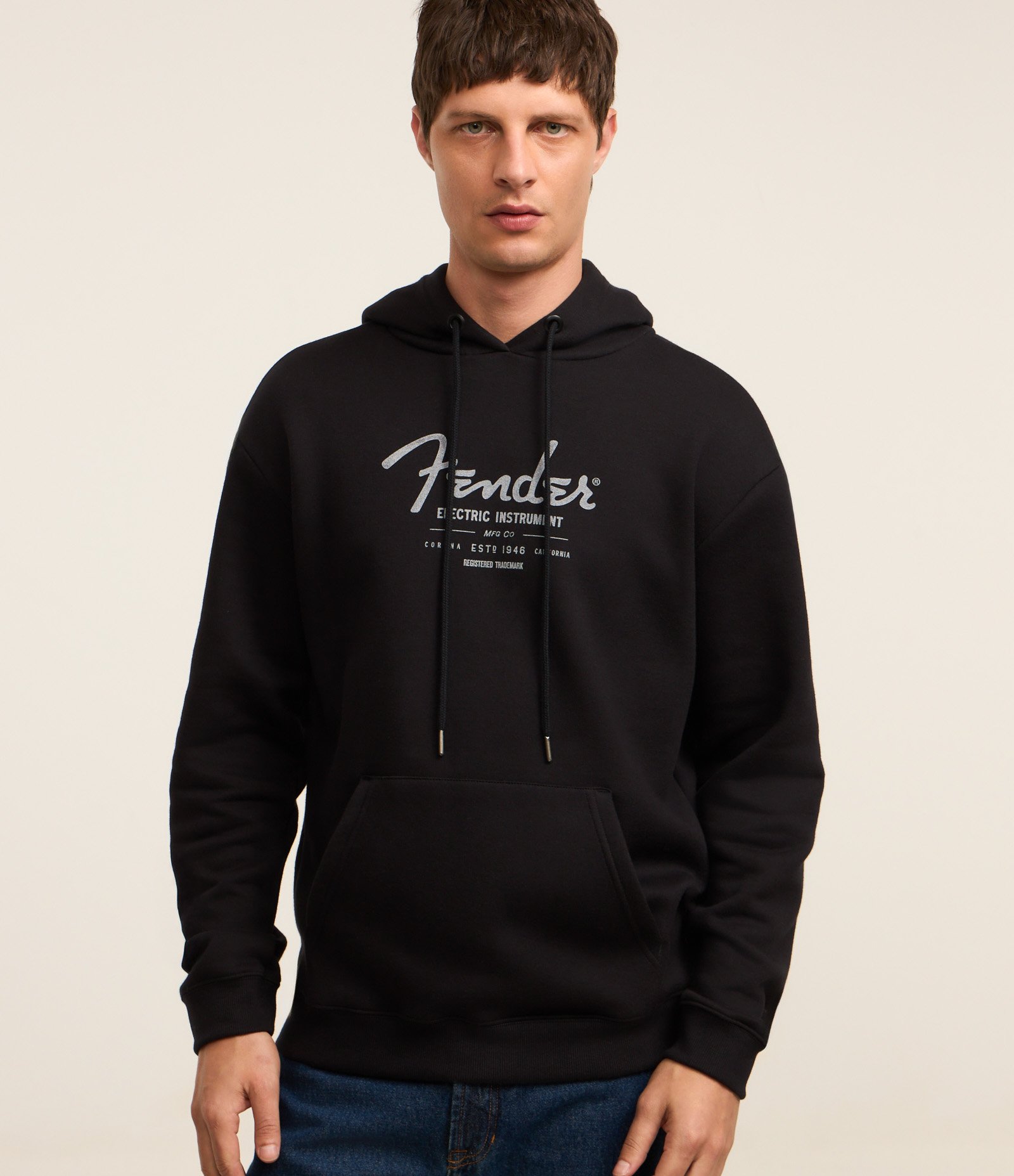 Casaco Fechado em Moletom com Felpa com Estampa Lettering e Capuz Preto 1