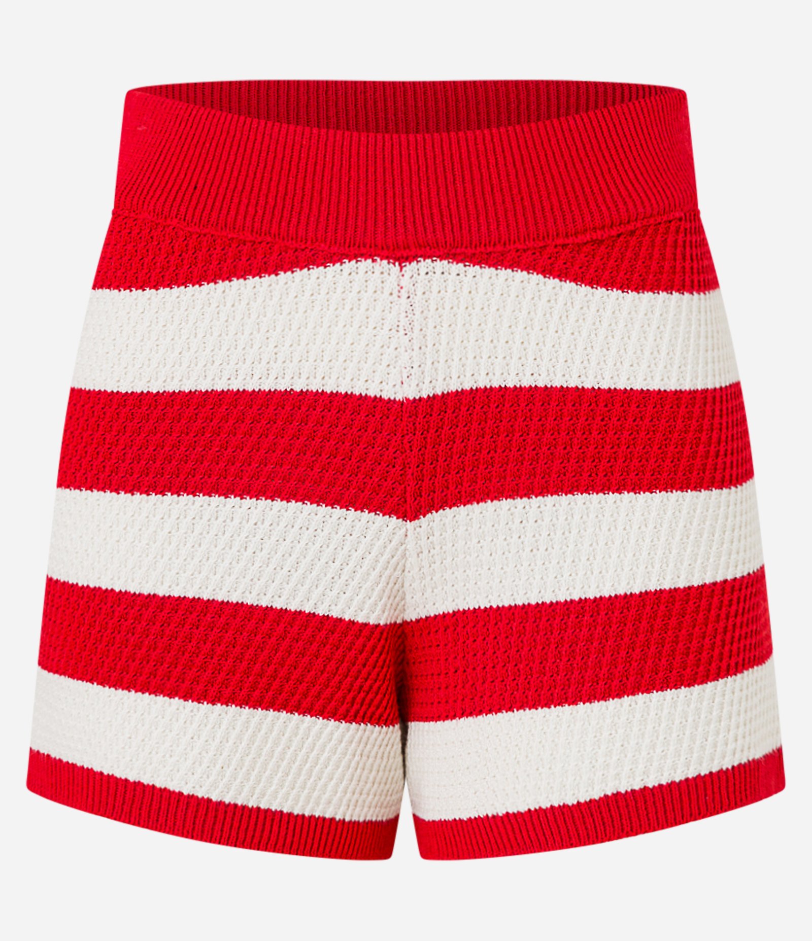 Short Curto e Listrado em Tricô Vermelho 6