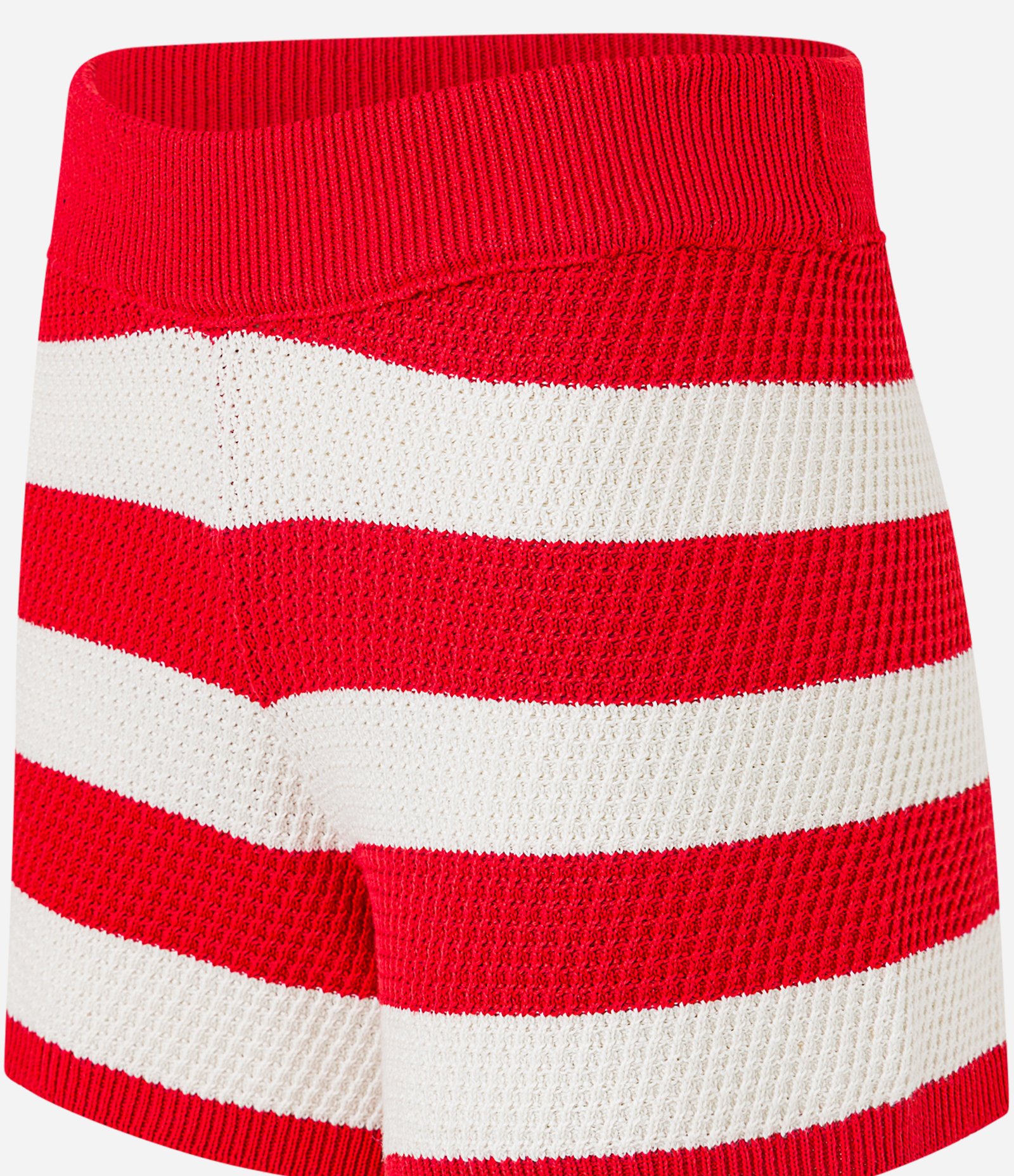 Short Curto e Listrado em Tricô Vermelho 7