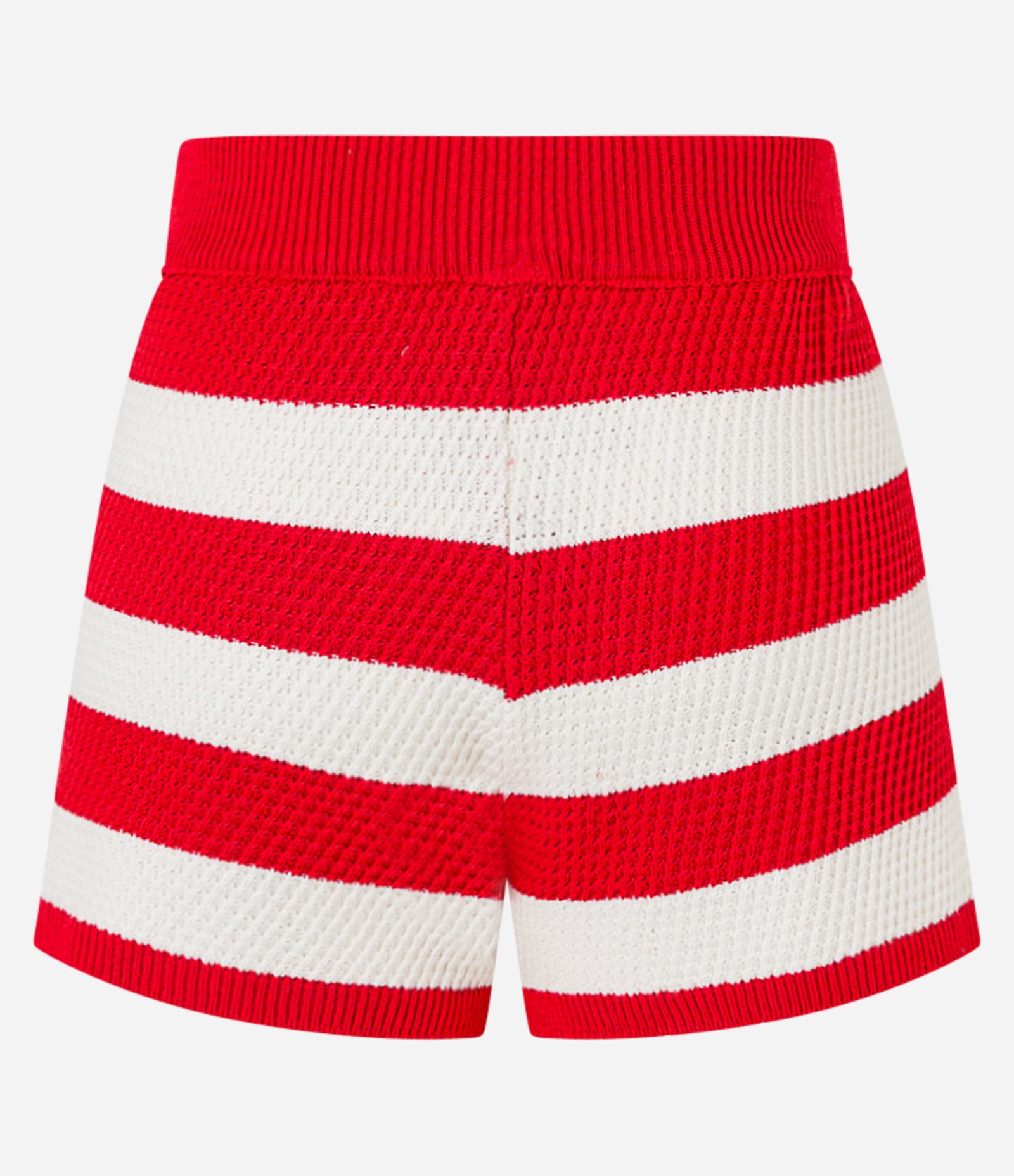 Short Curto e Listrado em Tricô Vermelho 8