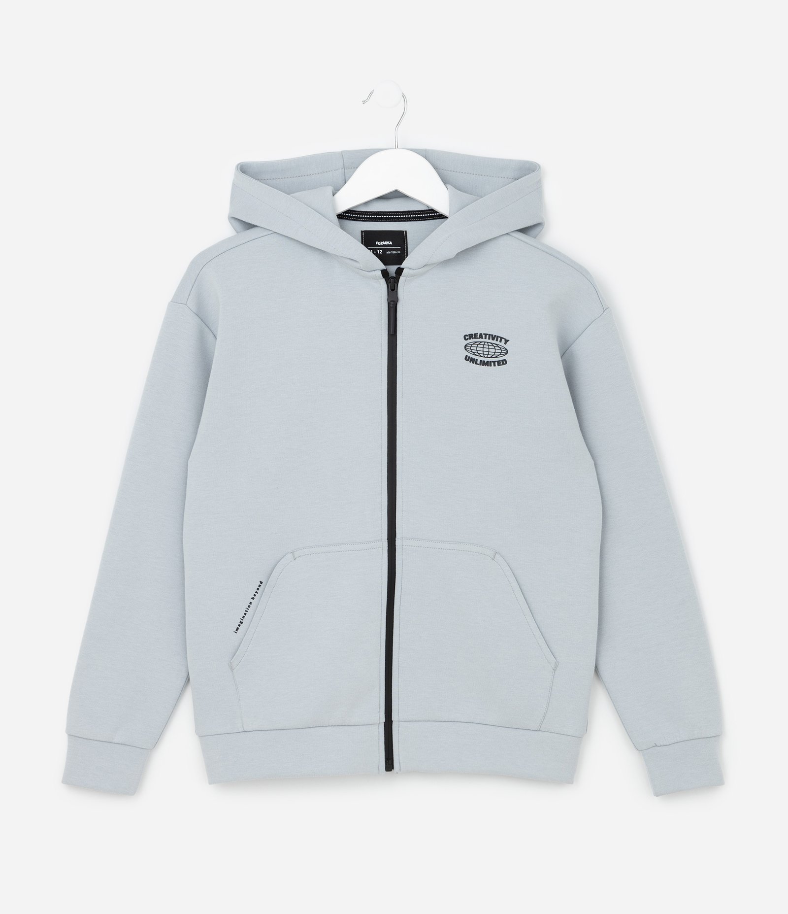 Jaqueta Infantil com Toque Suave e Bolsos - Tam 5 a 14 Anos Cinza 1