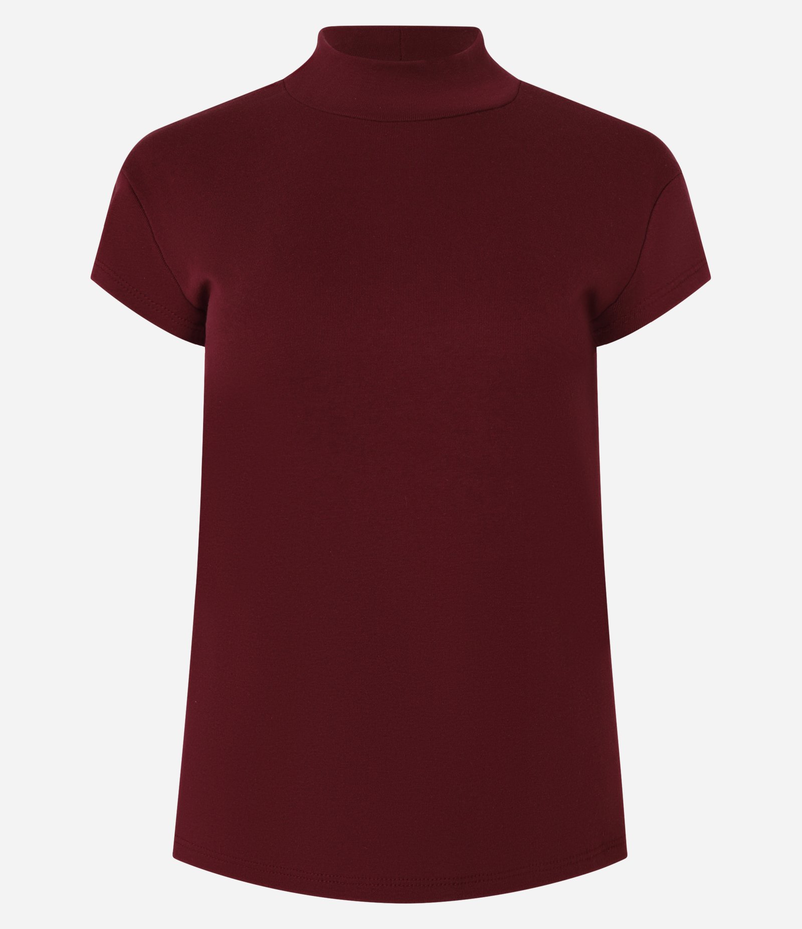 Blusa em Ribana com Golinha Alta e Manga Curta Bordô 5