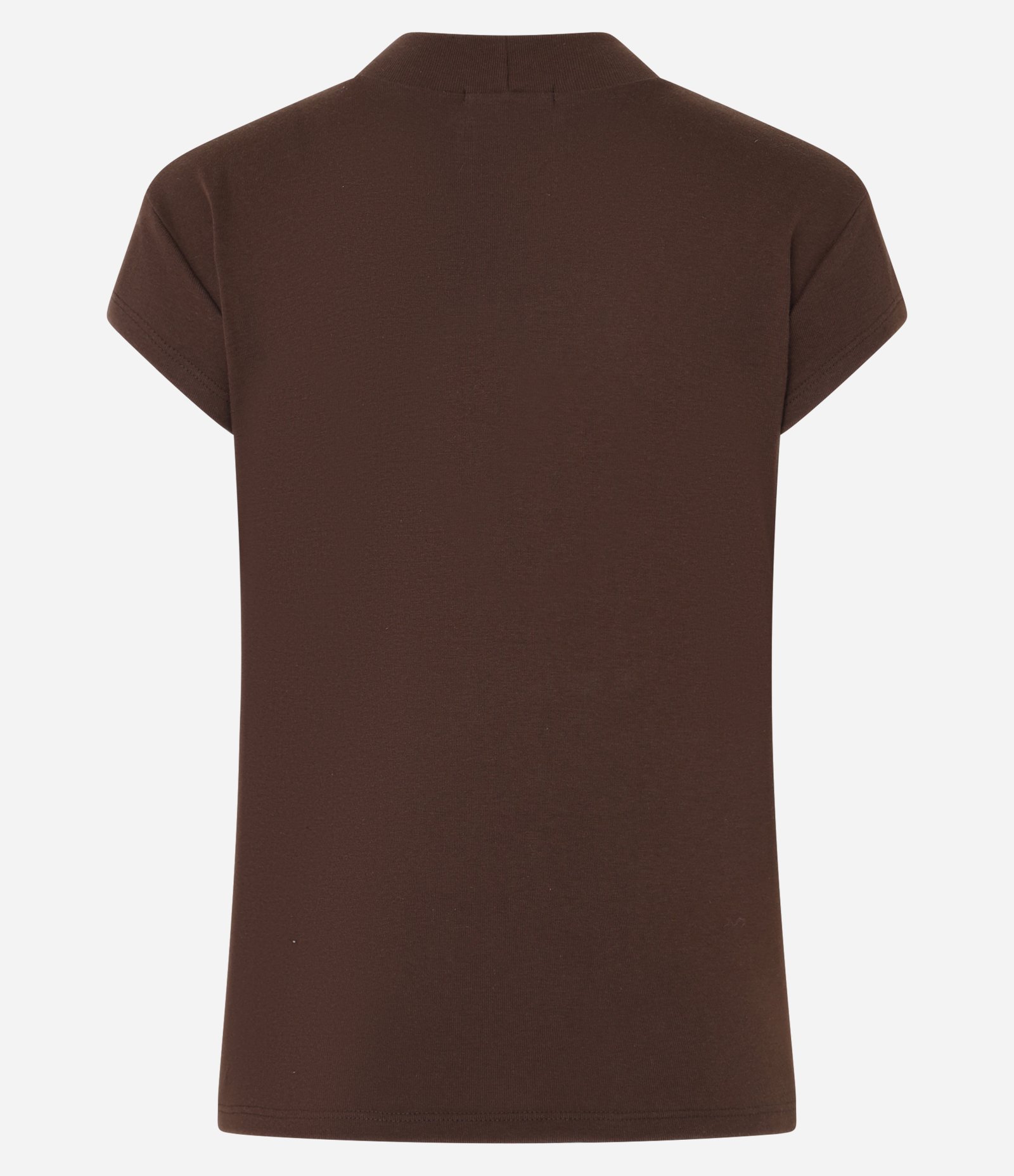 Blusa em Ribana com Golinha Alta e Manga Curta Marrom 6