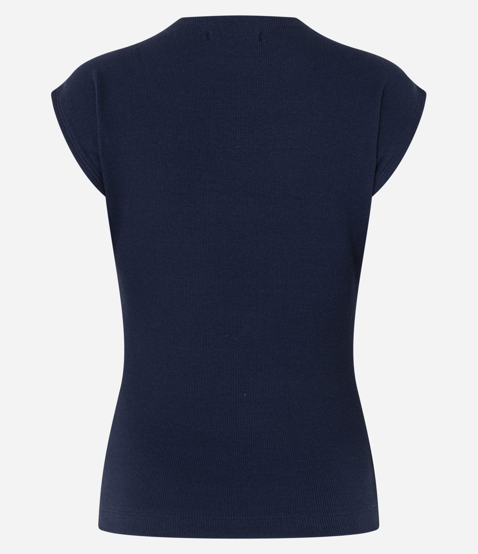 Blusa Canelada em Ribana com Manga Sem Cava Azul Marinho 7