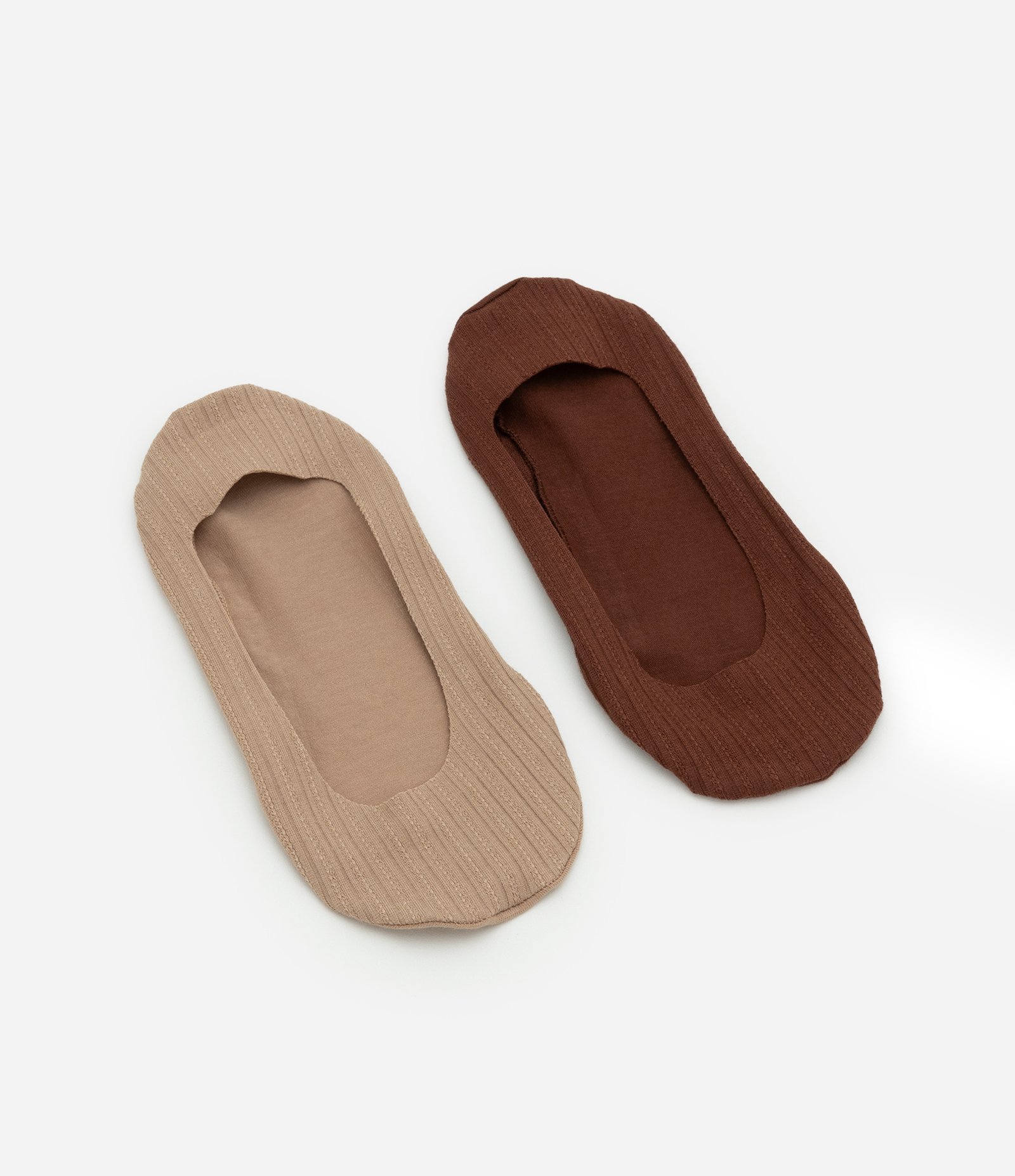 Kit 02 Meias Invisíveis em Algodão Bege/Marrom 1