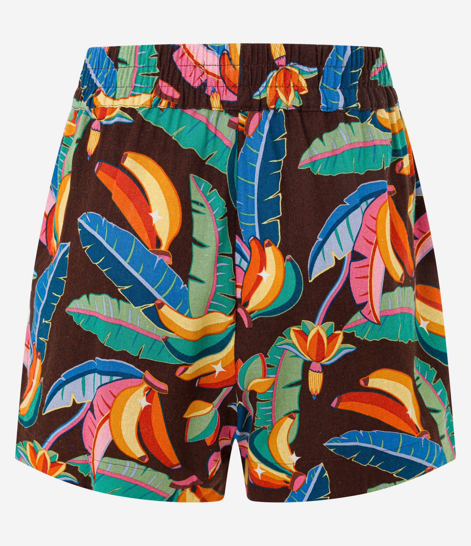 Short Runner em Viscolinho com Estampa Tropical Marrom 7