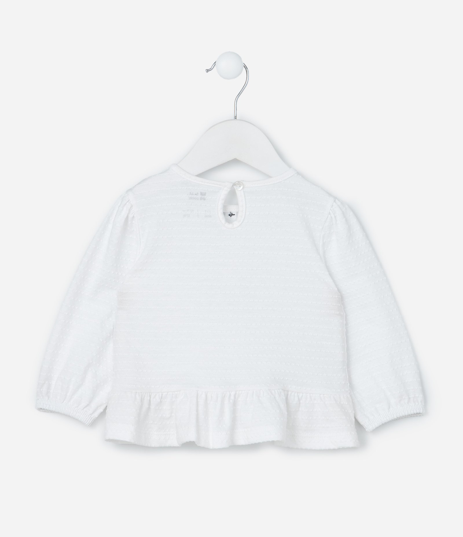 Blusa Infantil Texturizada com Lacinhos Contrastantes - Tam 0 a 18 meses Branco 2