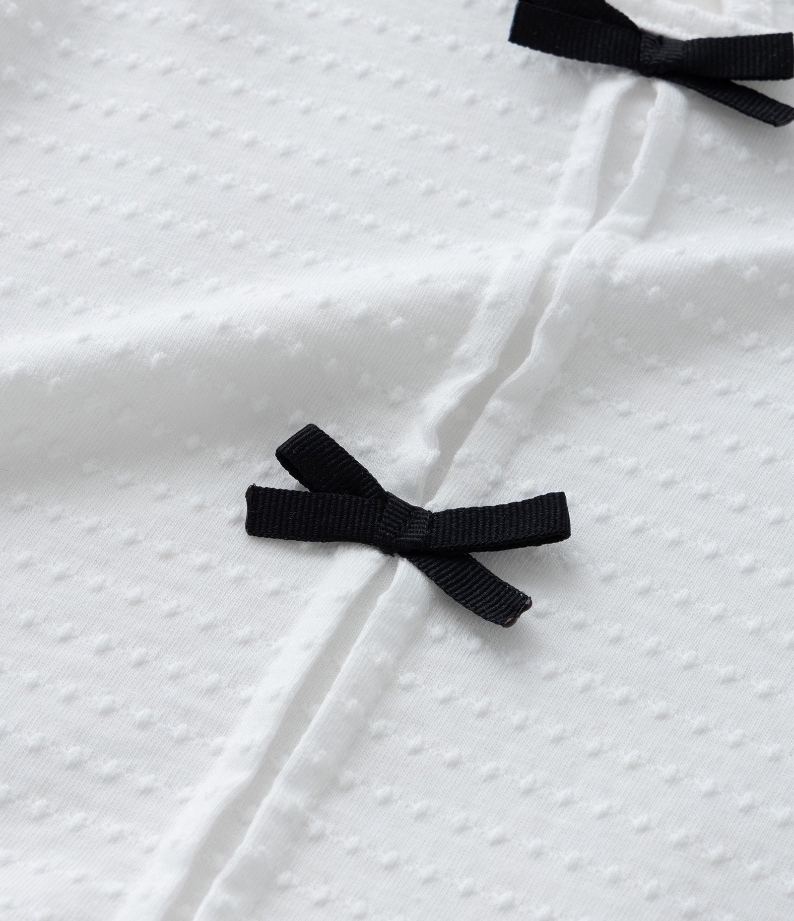 Blusa Infantil Texturizada com Lacinhos Contrastantes - Tam 0 a 18 meses Branco 4