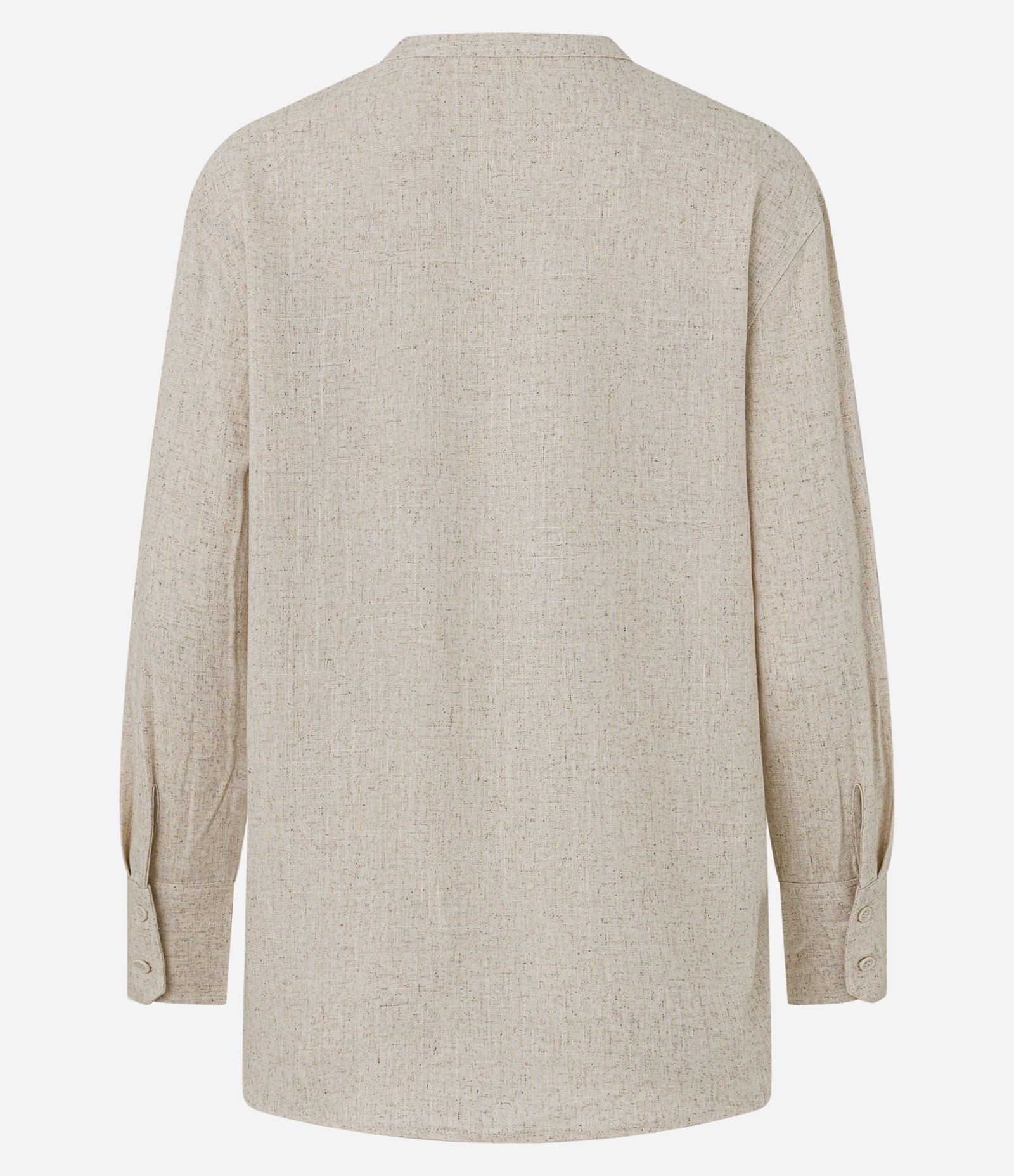 Camisa Texturizada em Viscolinho e Gola Padre Bege 2