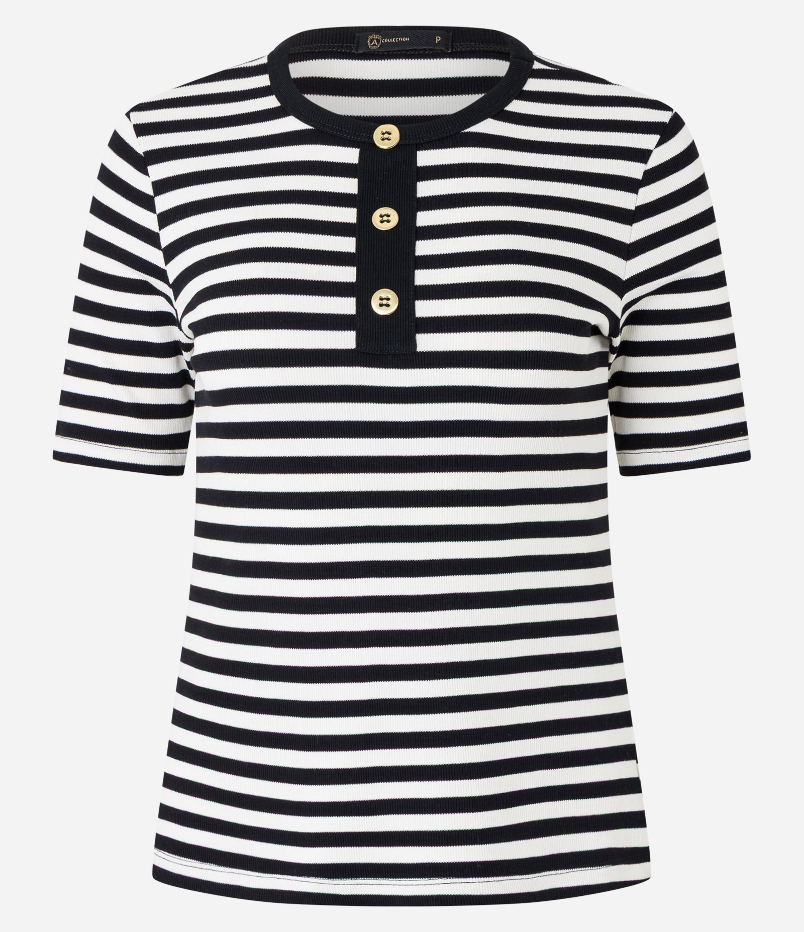 Blusa Slim Listrada em Ribana com Textura Canelada Preto/Branco 5