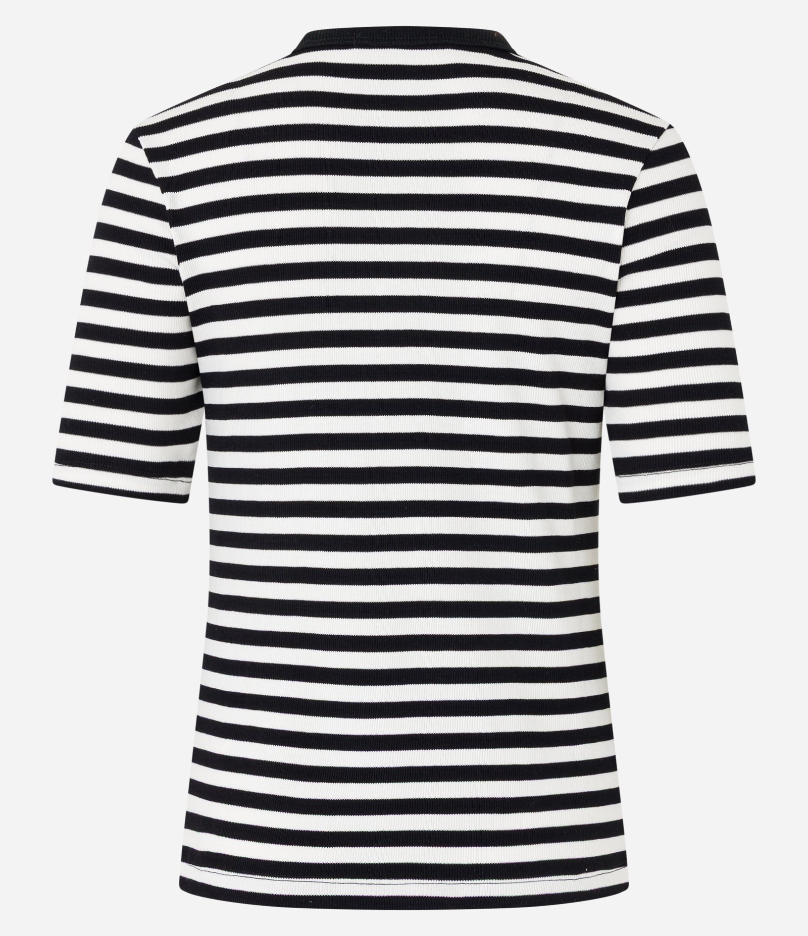 Blusa Slim Listrada em Ribana com Textura Canelada Preto/Branco 7