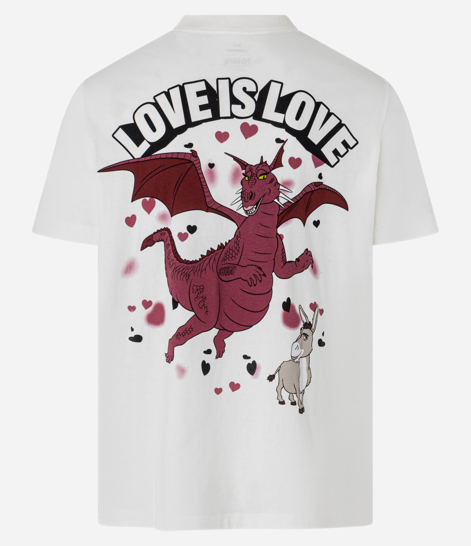Camiseta Comfort em Algodão com Estampa Shrek e Lettering Love Is Love Branco 7