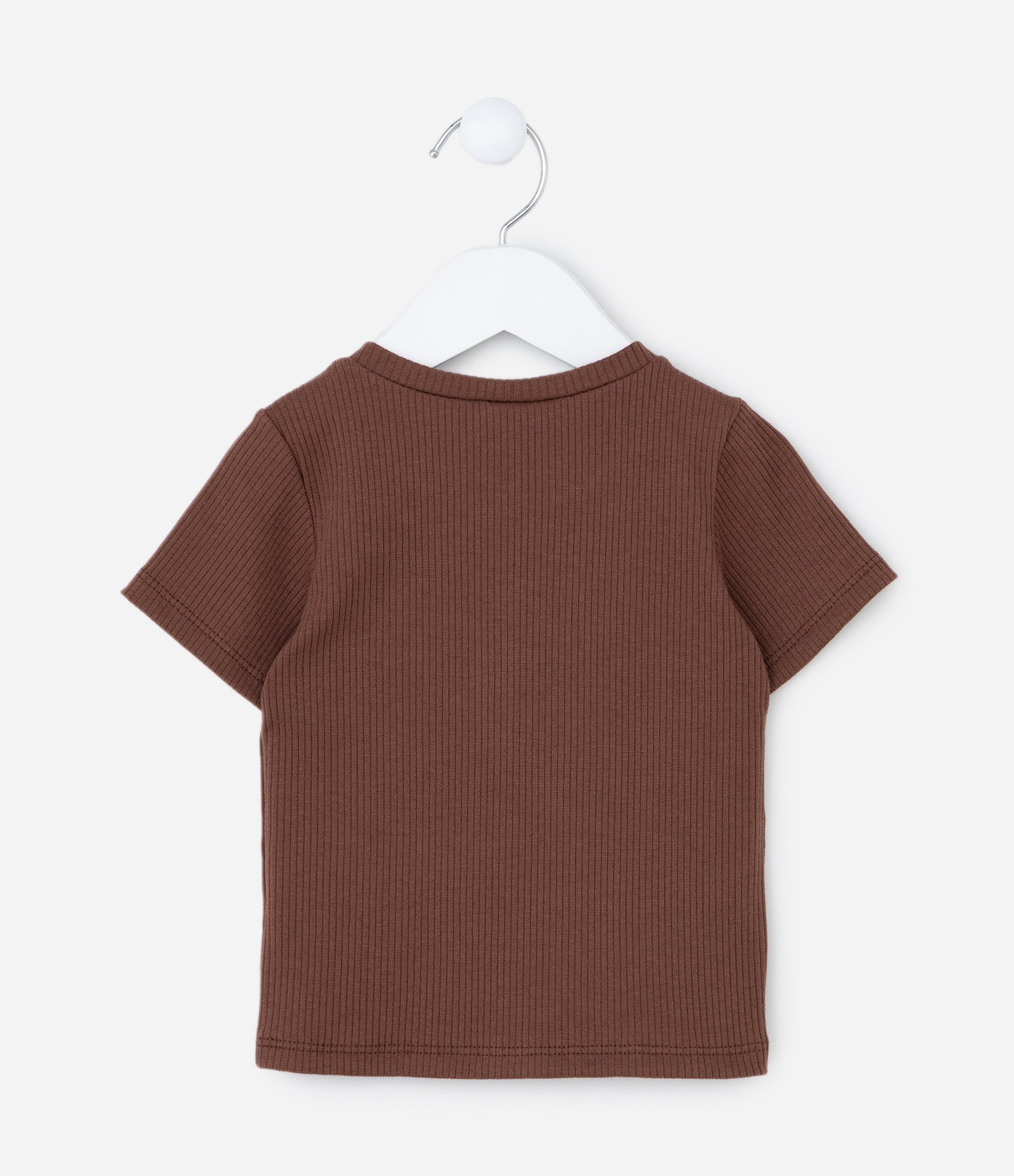Blusa Infantil Canelada com Bordado Tulipa - Tam 1 a 6 Anos Marrom 2