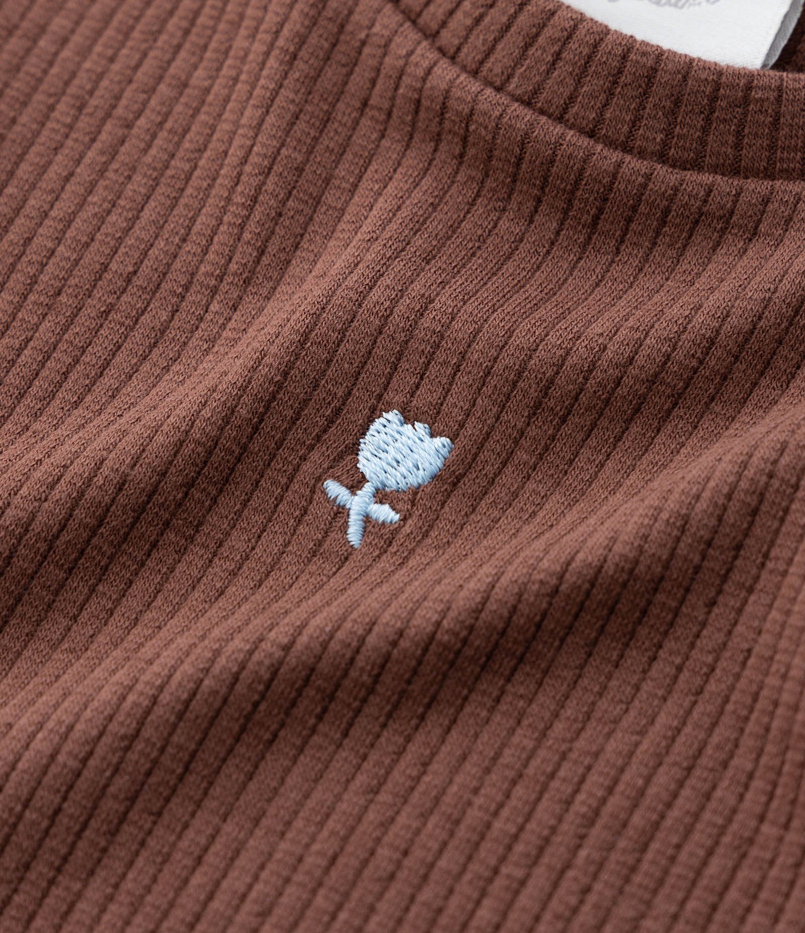 Blusa Infantil Canelada com Bordado Tulipa - Tam 1 a 6 Anos Marrom 4