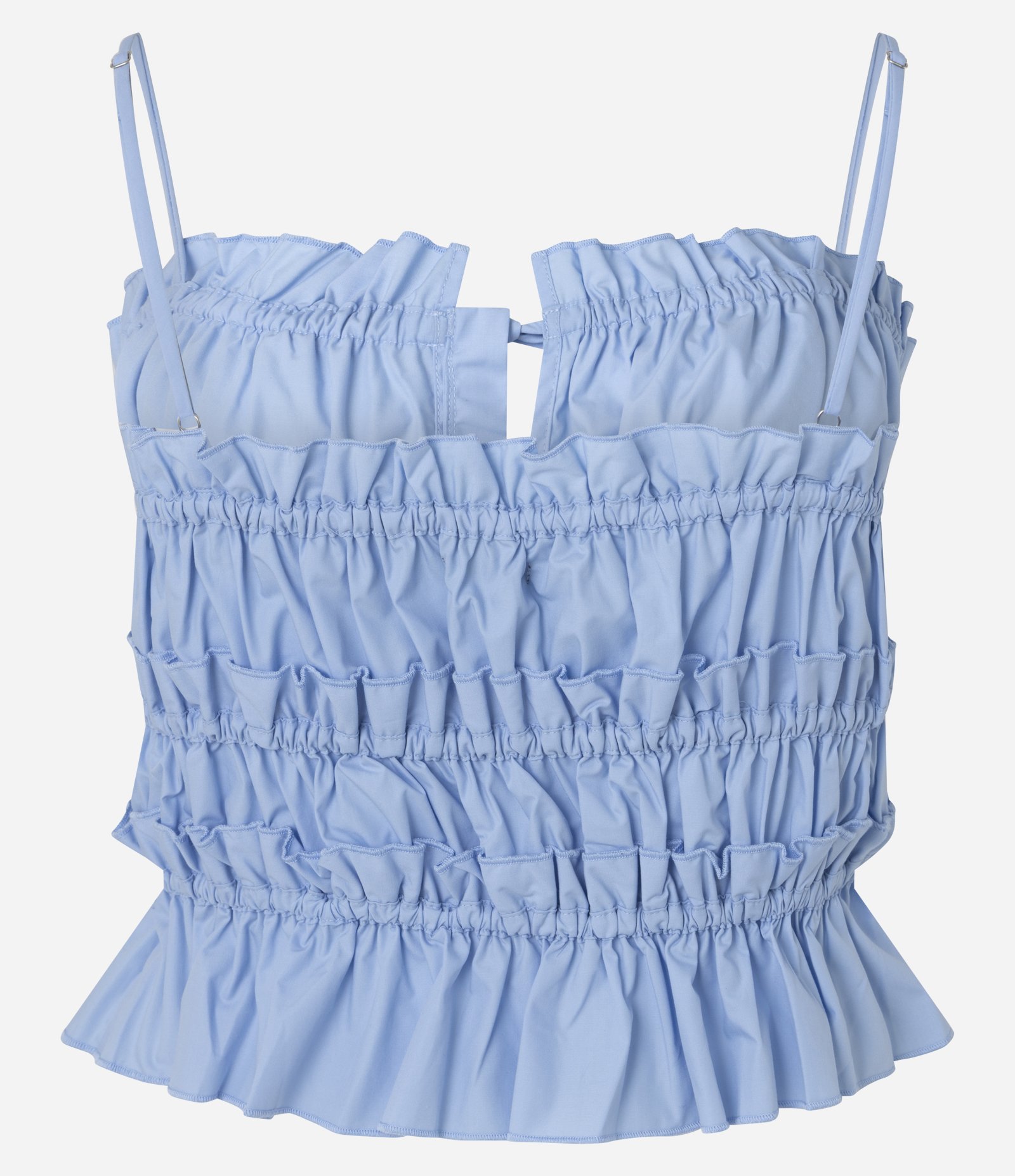 Blusa de Alça em Tricoline com Amarrações e Franzidos Azul 7